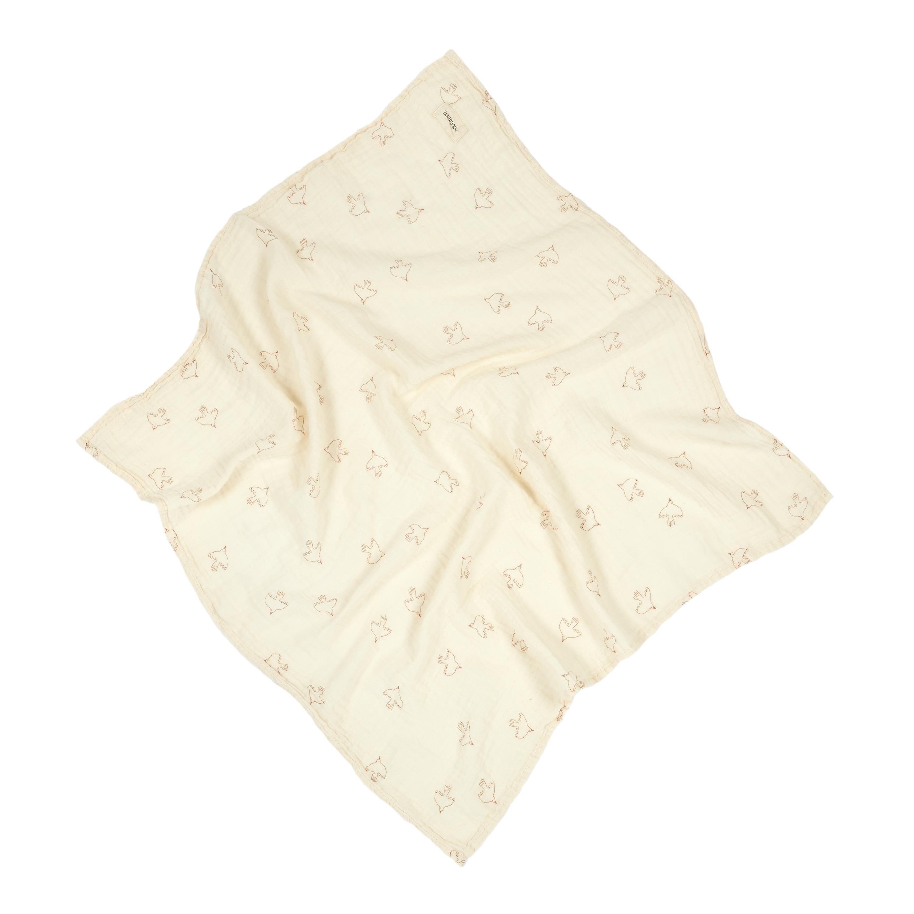 Wabi Sabi Müslin, Brown Hoshi Birds Müslin NOBODINOZ