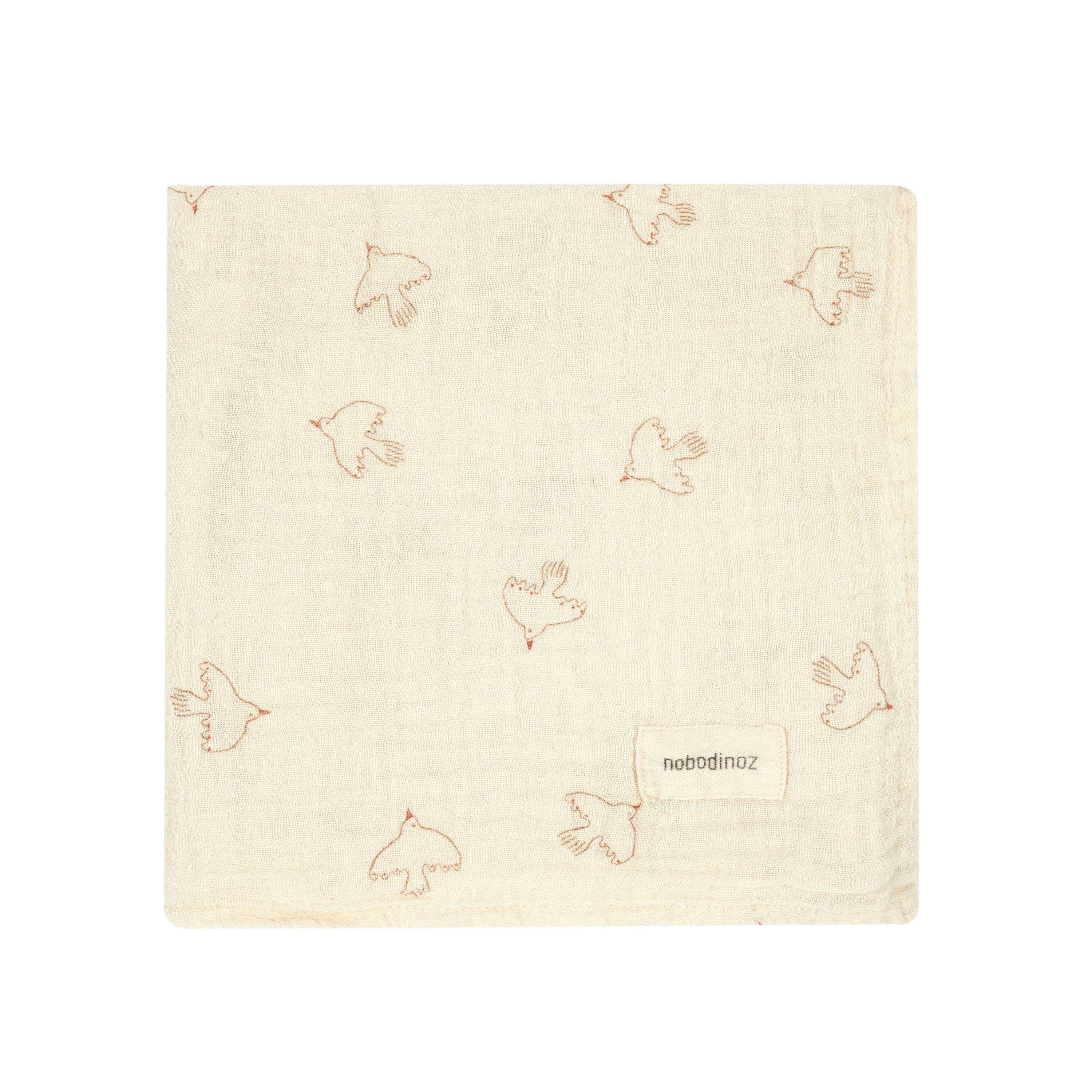 Wabi Sabi Müslin, Brown Hoshi Birds Müslin NOBODINOZ