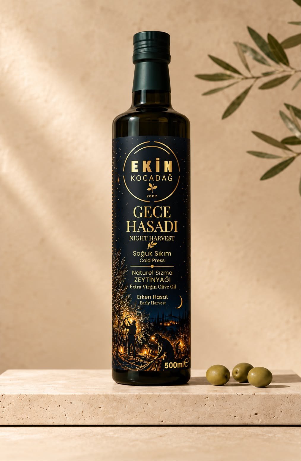 Gece Hasadı - Edremit Erken Hasat Soğuk Sıkım Naturel Sızma Zeytinyağı 500ml