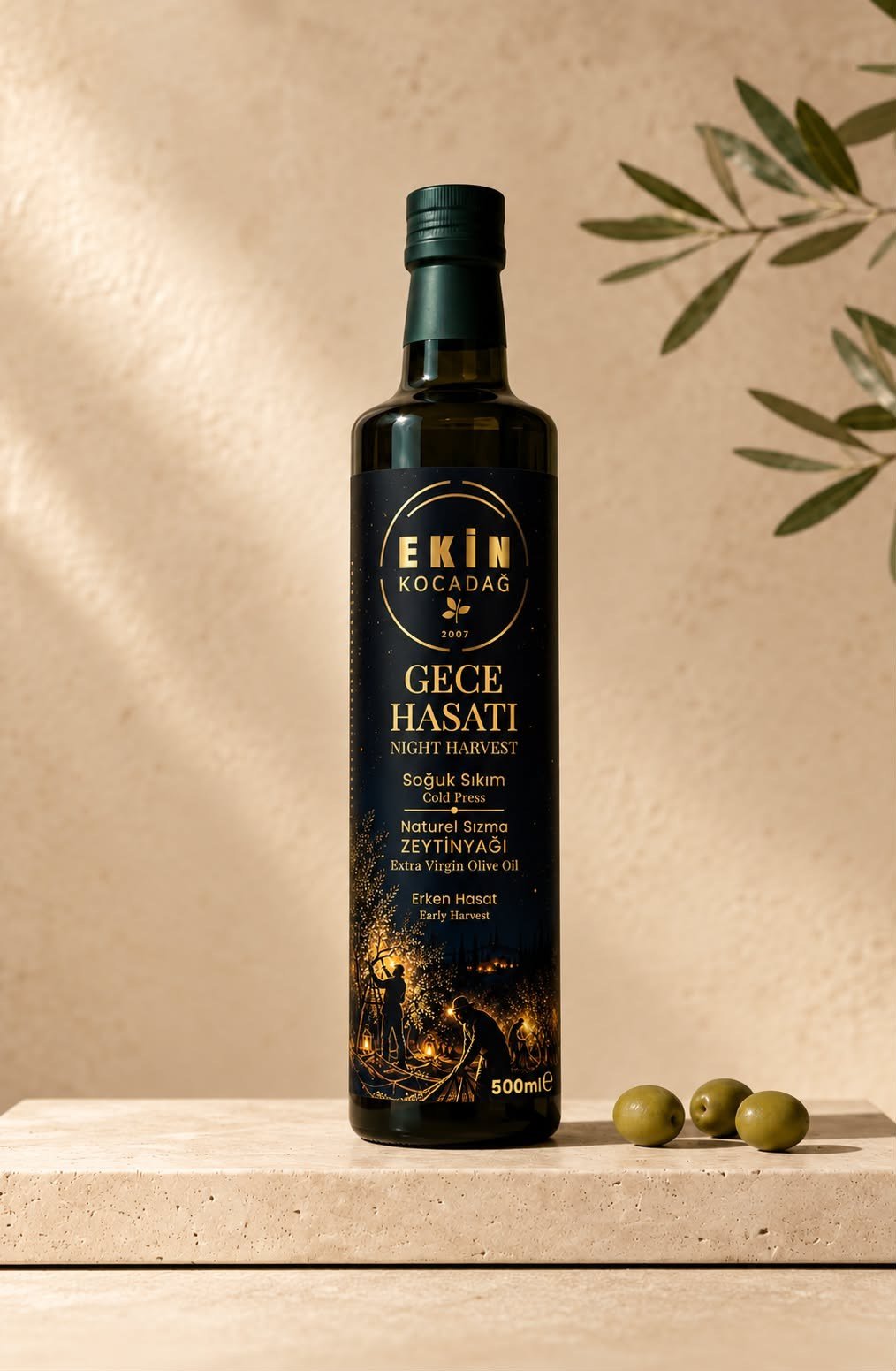 Gece Hasadı - Edremit Erken Hasat Soğuk Sıkım Naturel Sızma Zeytinyağı 500ml