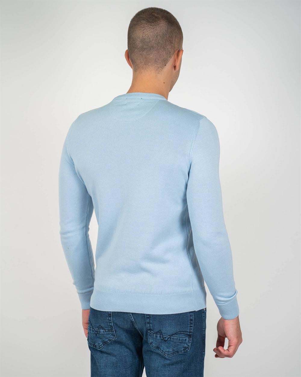 Açık Mavi Erkek Bisiklet Yaka Triko Slim Fit Pamuklu Kazak NCS JEANS 3002