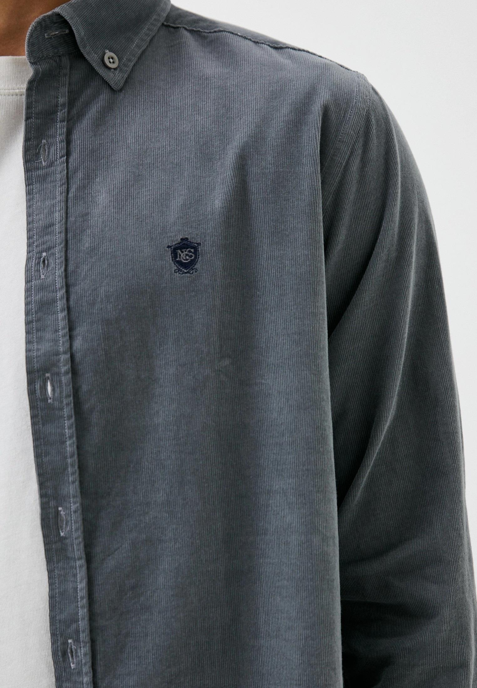 Erkek Kadife Gömlek GRİ %100 Pamuk Düğmeli Yaka Slim Fit Logo Detaylı Gömlek NCS JEANS 7980