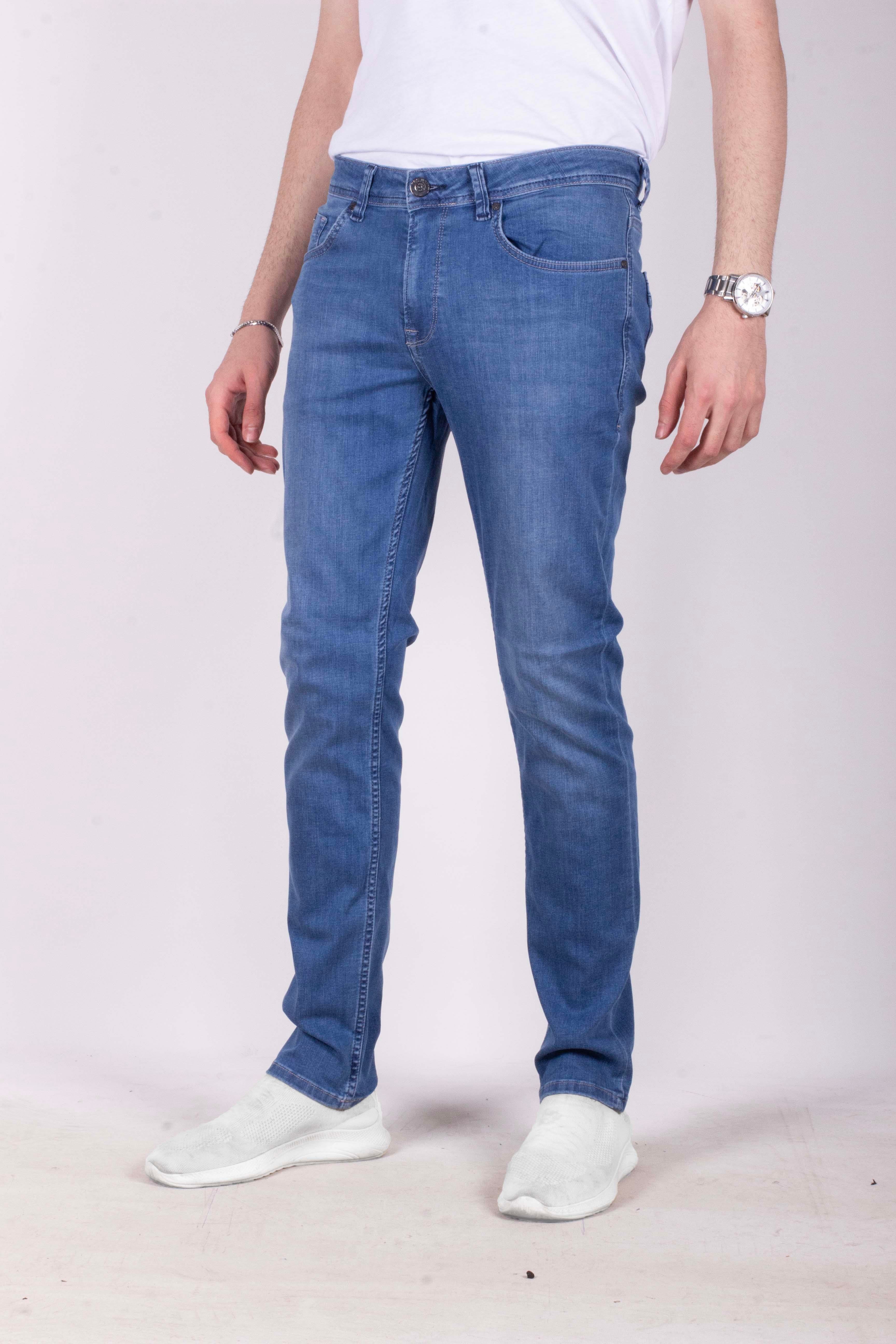 Erkek Kot Pantolon Slim Fit Mavi Düz Paça 5 Cepli Jean NCS JEANS 2248 6142