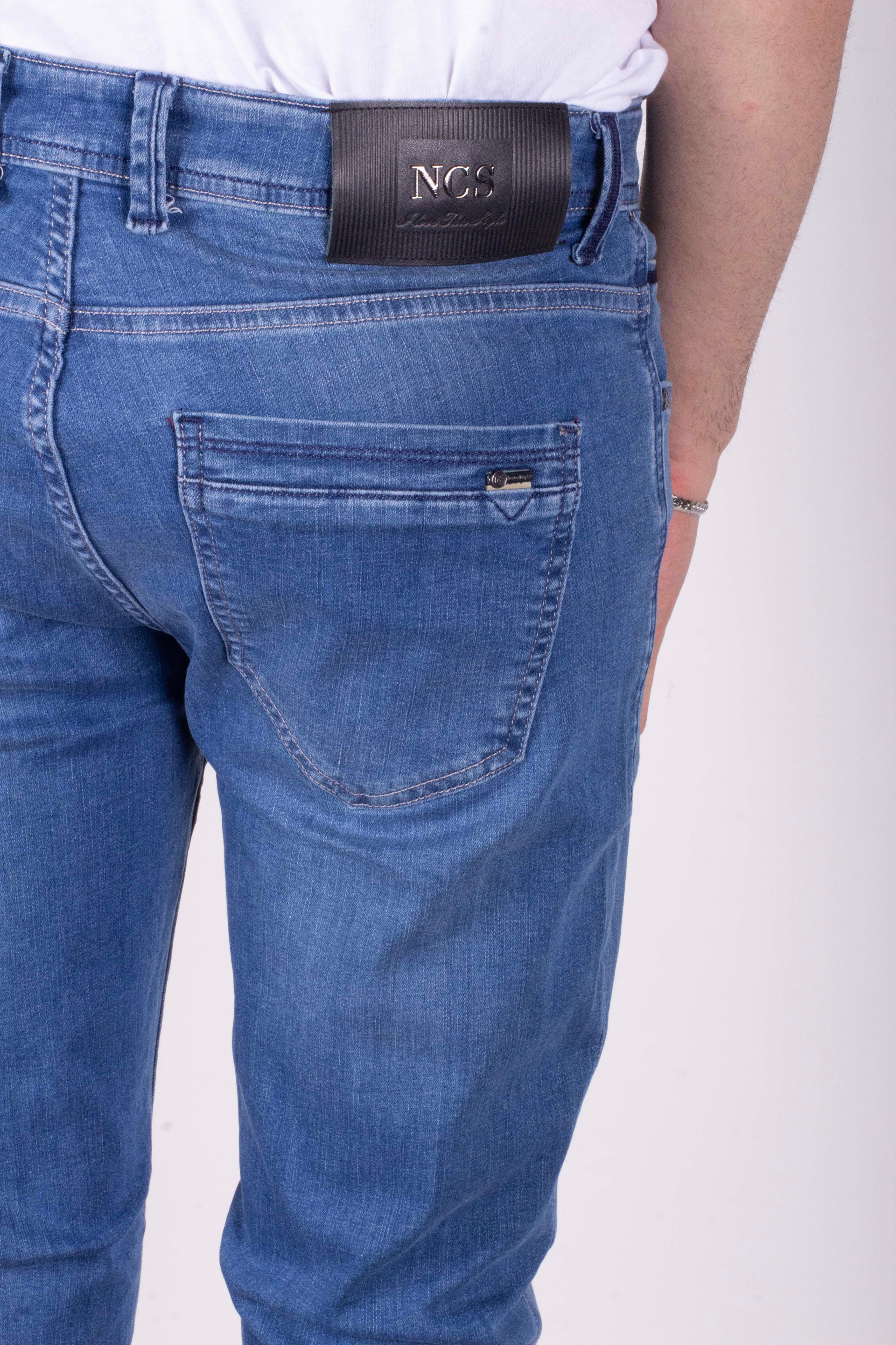 Erkek Kot Pantolon Slim Fit Mavi Düz Paça 5 Cepli Jean NCS JEANS 2248 6142