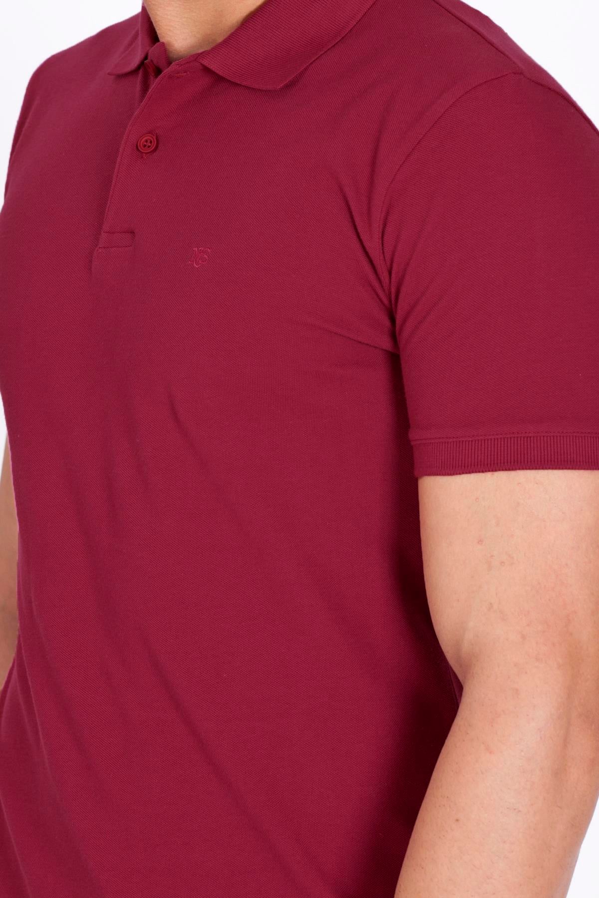 Erkek Polo Yaka Tişört Bordo %100 Pamuk Slim Fit POLO T-SHİRT NCS JEANS 1055