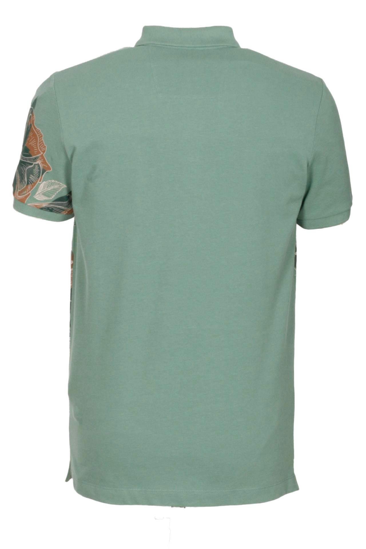 Erkek Polo Yaka Tişört ÇAĞLA %100 Pamuk Slim Fit Ribana'lı Kol Floral Desenli T-shirt NCS JEANS 1189