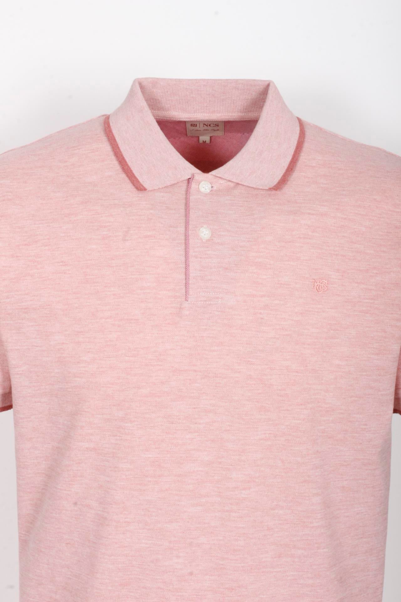 Erkek Polo Yaka Tişört Nar Çiçeği %100 Pamuk Slim Fit Ribanalı Kol T-shirt NCS JEANS 1245