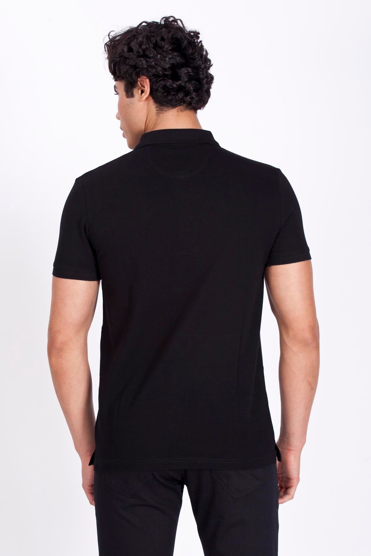 Erkek Polo Yaka Tişört Siyah %100 Pamuk Slim Fit POLO T-SHİRT NCS JEANS 1055