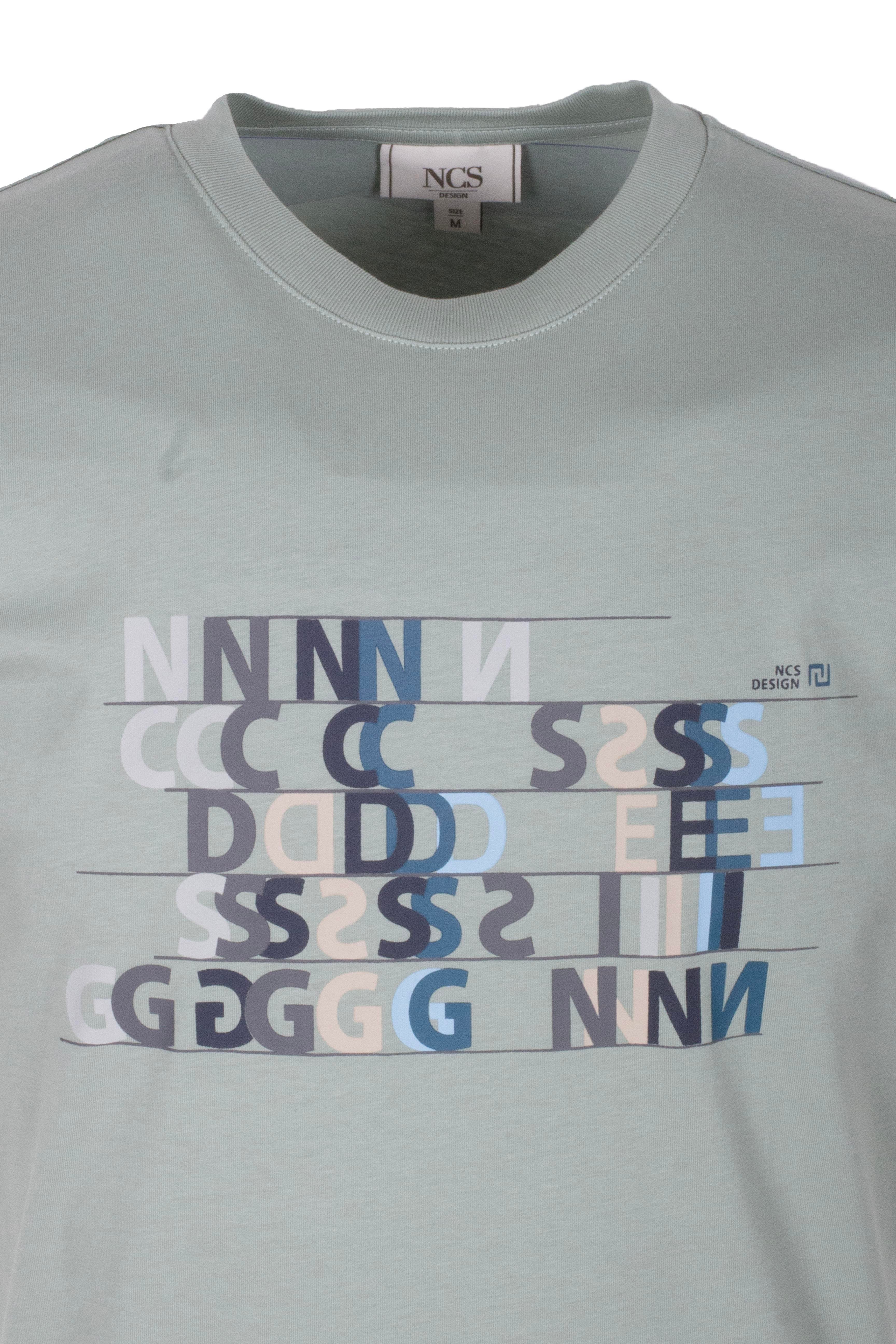 Erkek Tişört Bisiklet Yaka Açık Yeşil Slim Fit Baskılı T-shirt NCS JEANS 1295