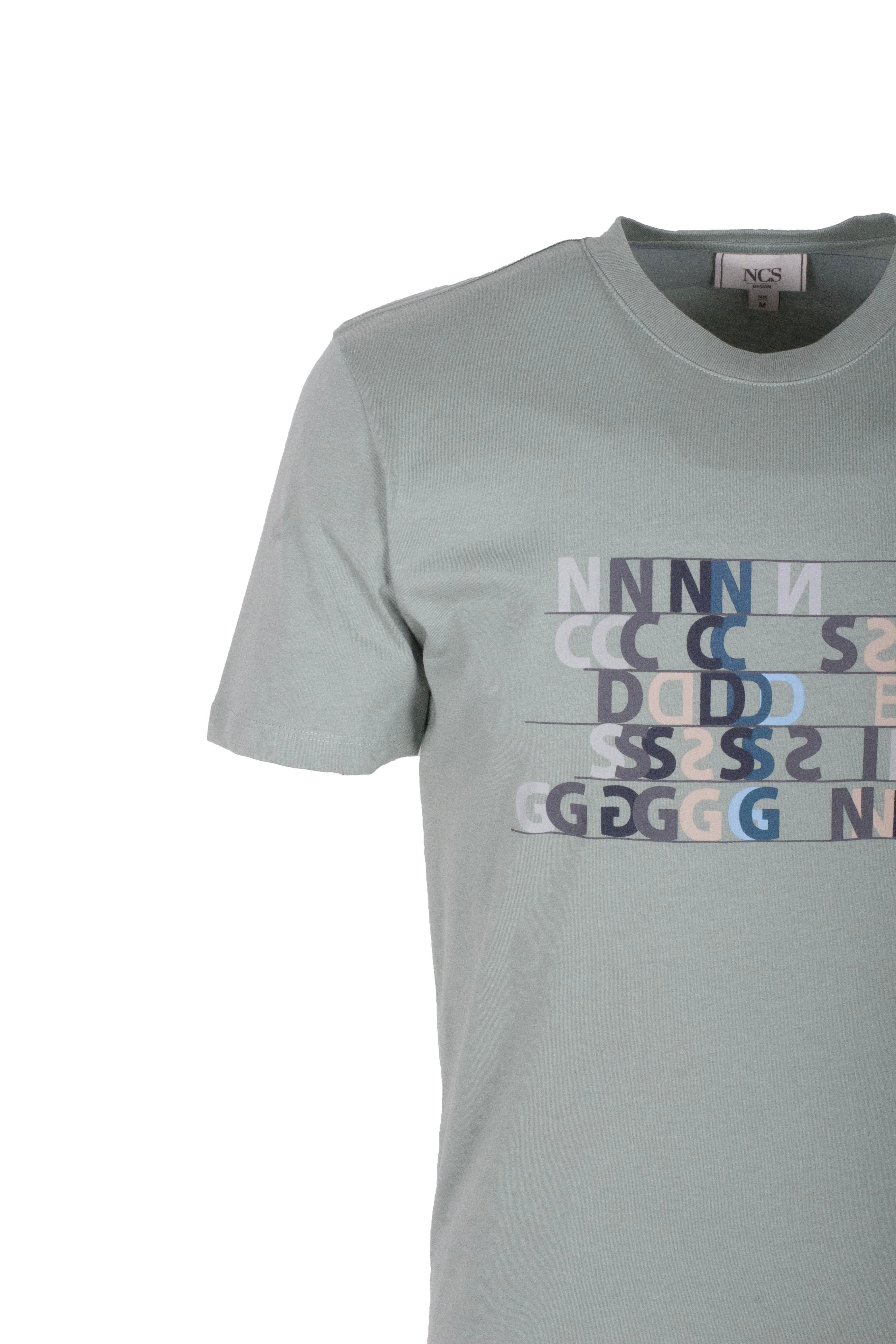 Erkek Tişört Bisiklet Yaka Açık Yeşil Slim Fit Baskılı T-shirt NCS JEANS 1295