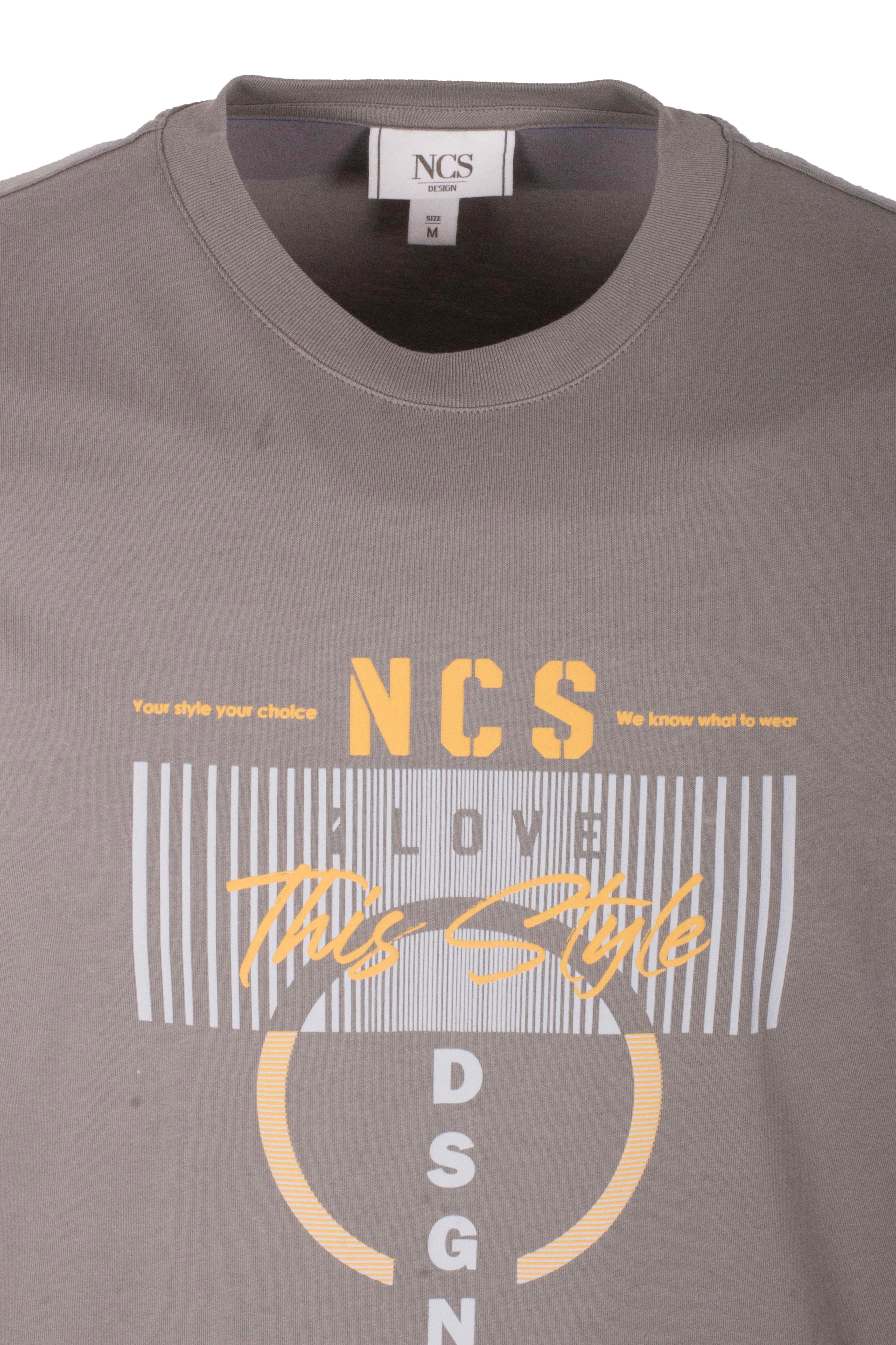 Erkek Tişört Bisiklet Yaka Slim Fit Açık Haki %100 Pamuk Baskılı T-shirt NCS JEANS 1300