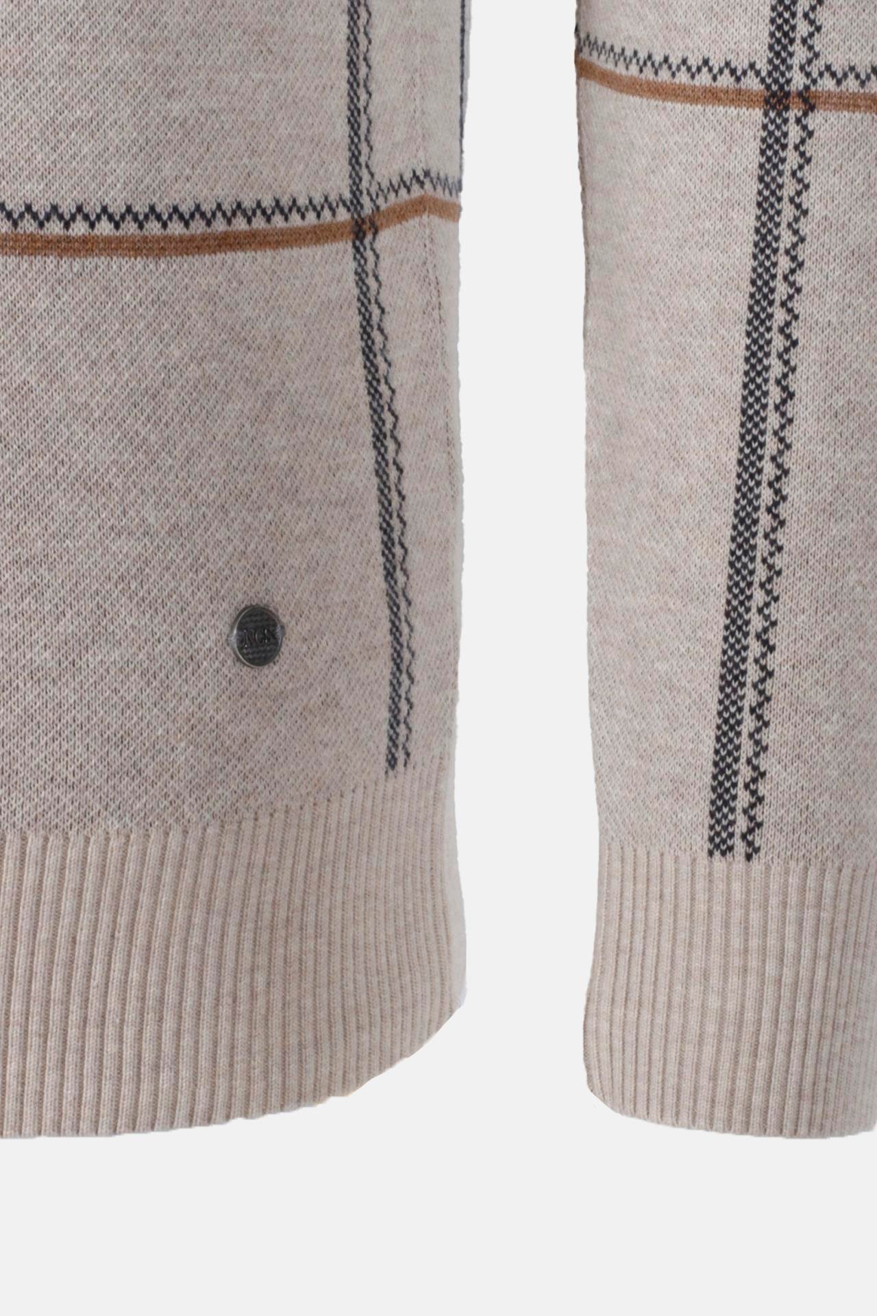 Erkek Triko Bej Bisiklet Yaka Desenli Slim Fit Pamuklu Kazak NCS JEANS 3744