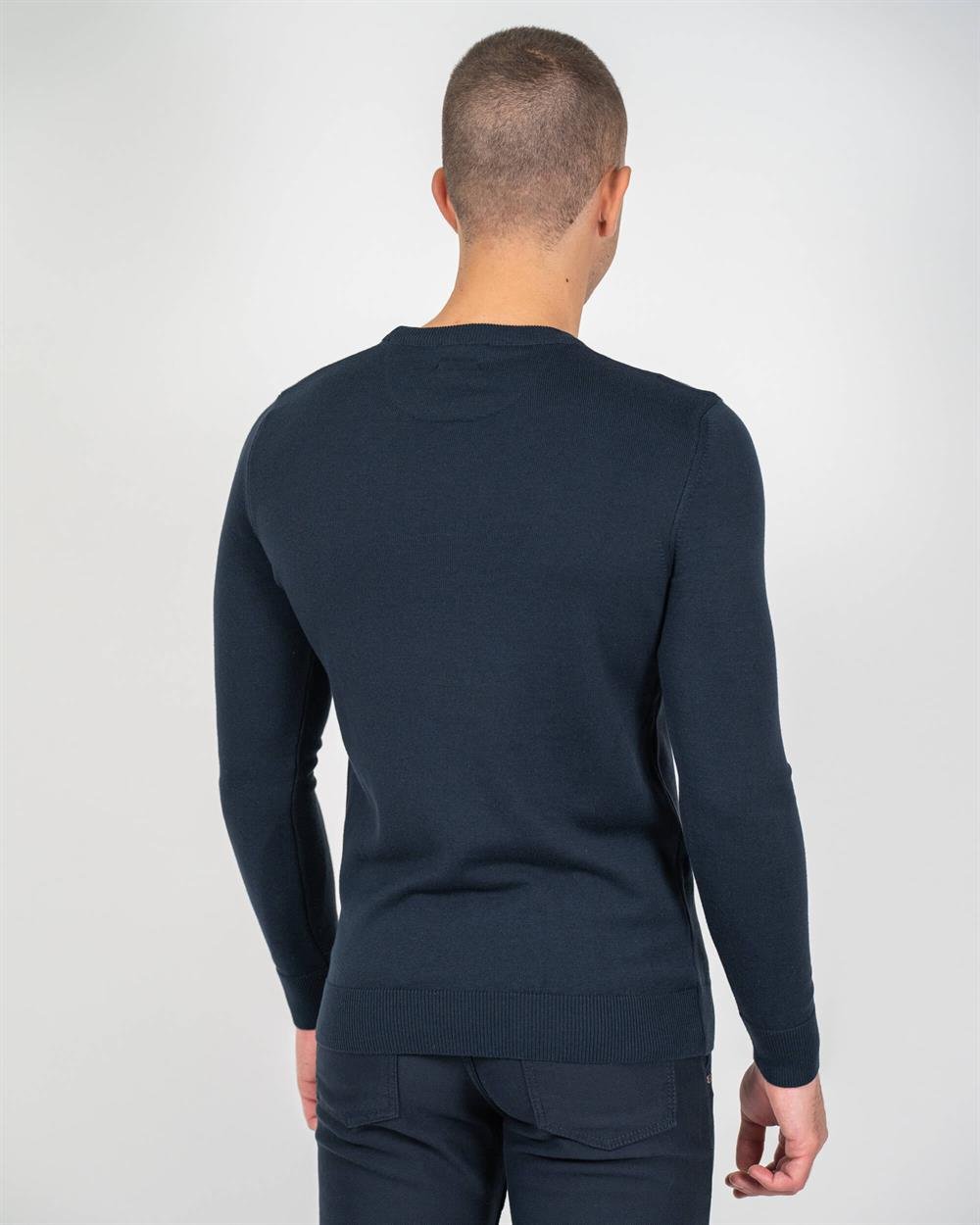 Lacivert Erkek Bisiklet Yaka Triko Slim Fit Pamuklu Kazak NCS JEANS 3002