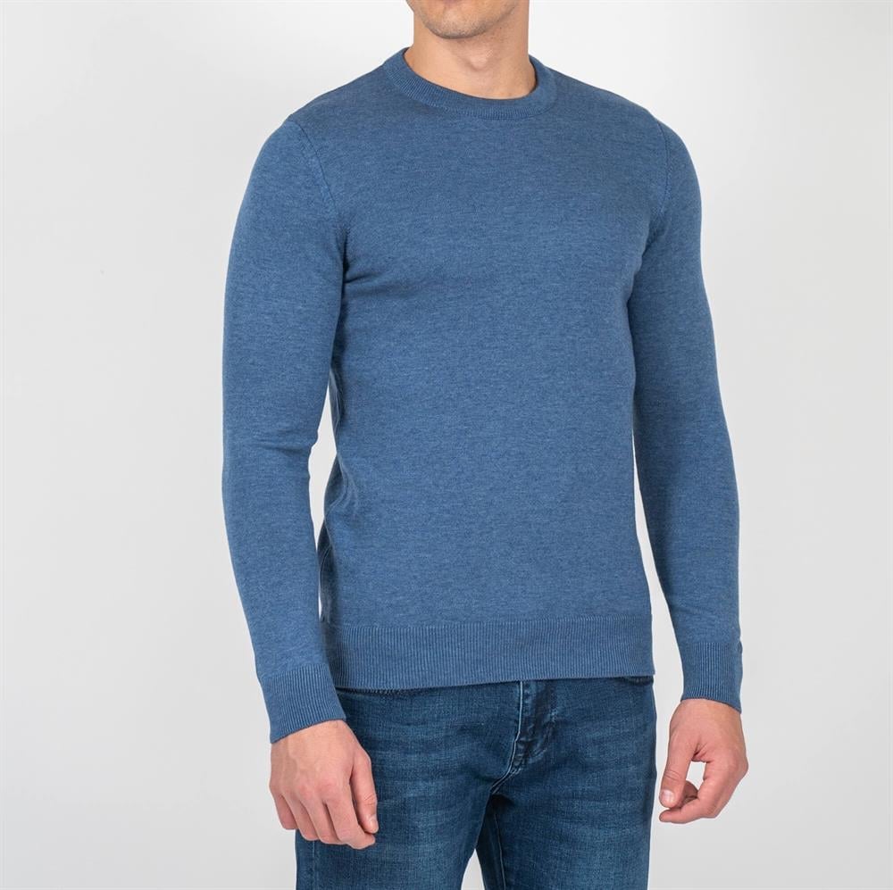 Mavimelanj Erkek Bisiklet Yaka Triko Slim Fit Pamuklu Kazak NCS JEANS 3002