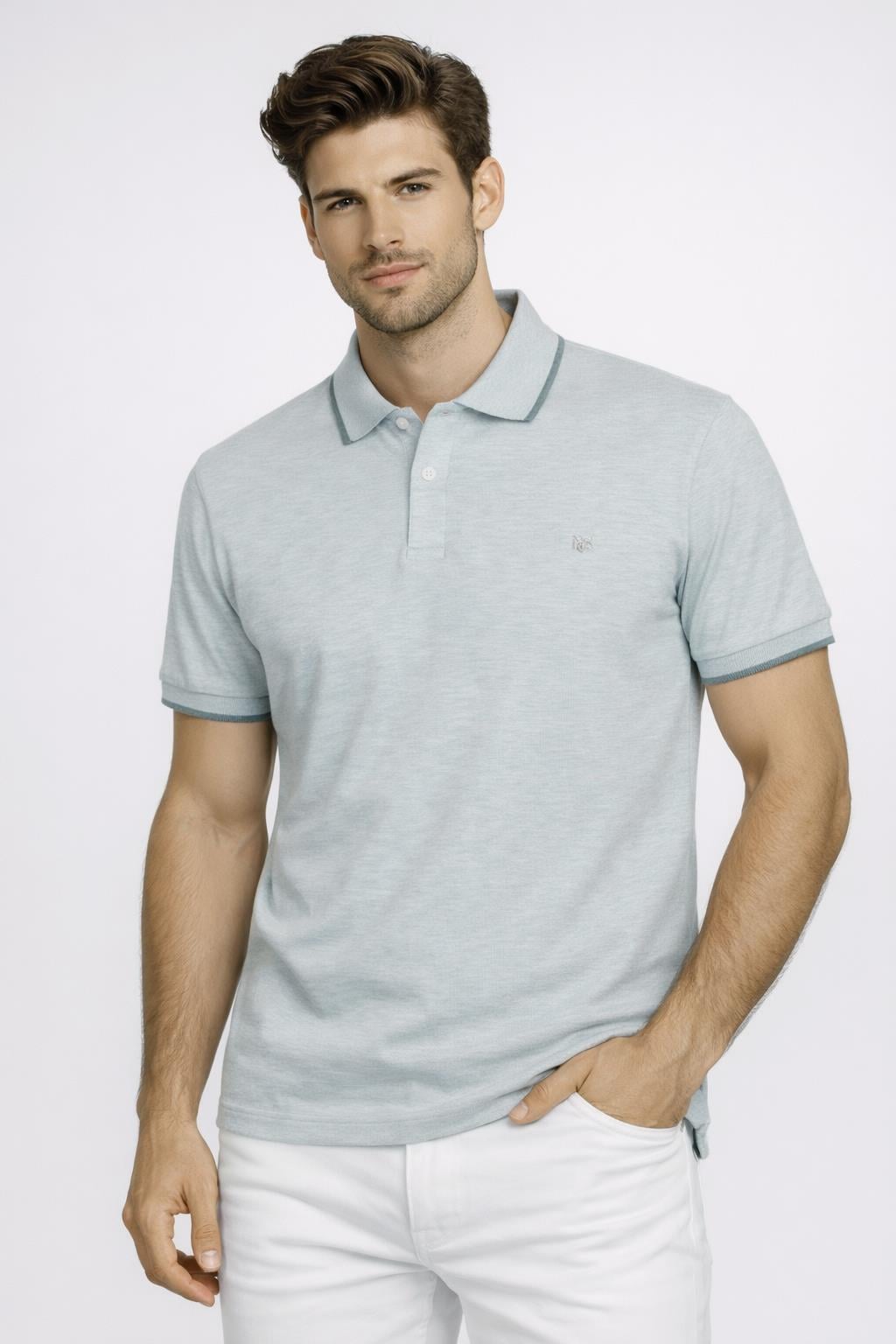 NCS JEANSErkek Polo Yaka Tişört Açık Yeşil %100 Pamuk Slim Fit Ribanalı Kol T-shirt NCS JEANS 12451245