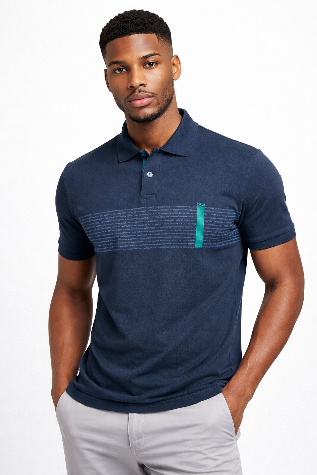 NCS JEANSErkek Lacivert Polo Yaka Slim Fit Dar Kesim Baskılı %100 Pamuk T-shirt Jeans 11241124