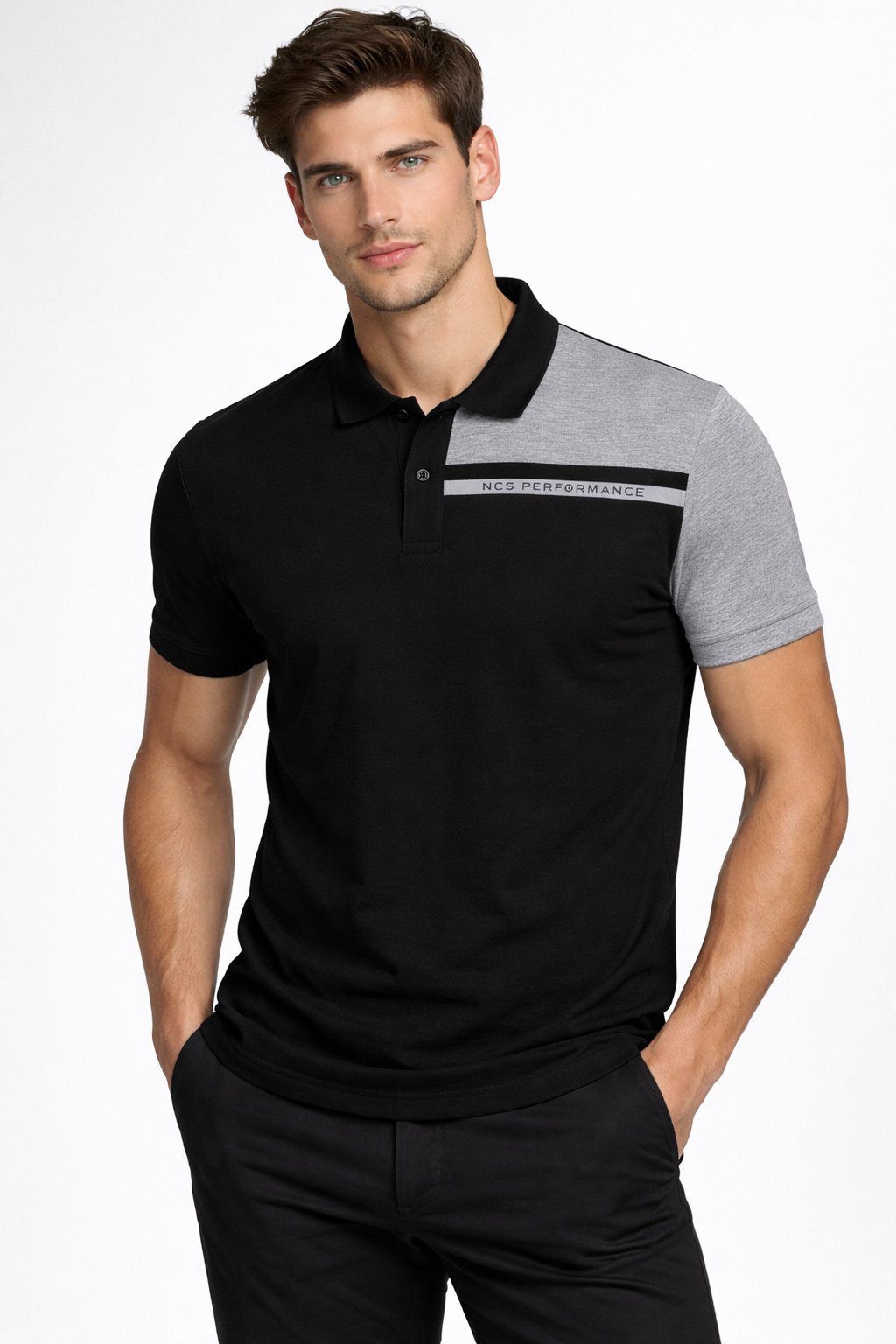 NCS JEANSErkek Polo Yaka Tişört Beyaz %100 Pamuk Slim Fit Ribanalı Kol T-shirt NCS JEANS 11641164