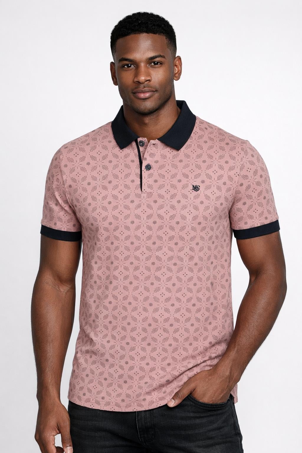 NCS JEANSErkek Gül Kurusu Slim Fit Polo Yaka %100 Pamuk Baskılı T-Shirt NCS JEASN 11111111