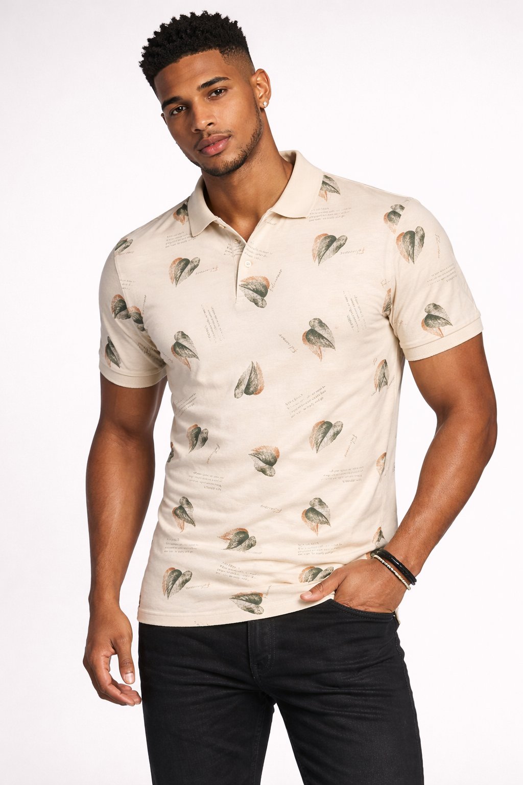NCS JEANSErkek Polo Yaka Tişört Desenli Bej %100 Pamuk Slim Fit T-shirt NCS JEANS 12021202