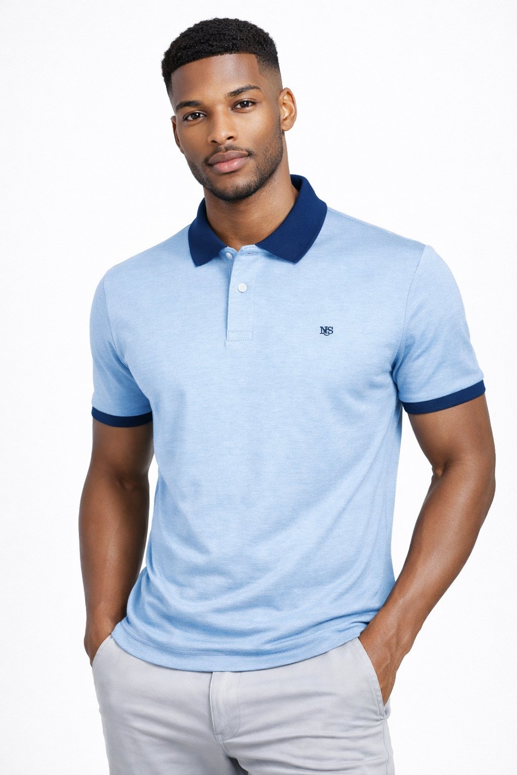 NCS JEANSErkek Polo Yaka Tişört Mavi %100 Pamuk Slim Fit T-shirt NCS JEANS 11361136
