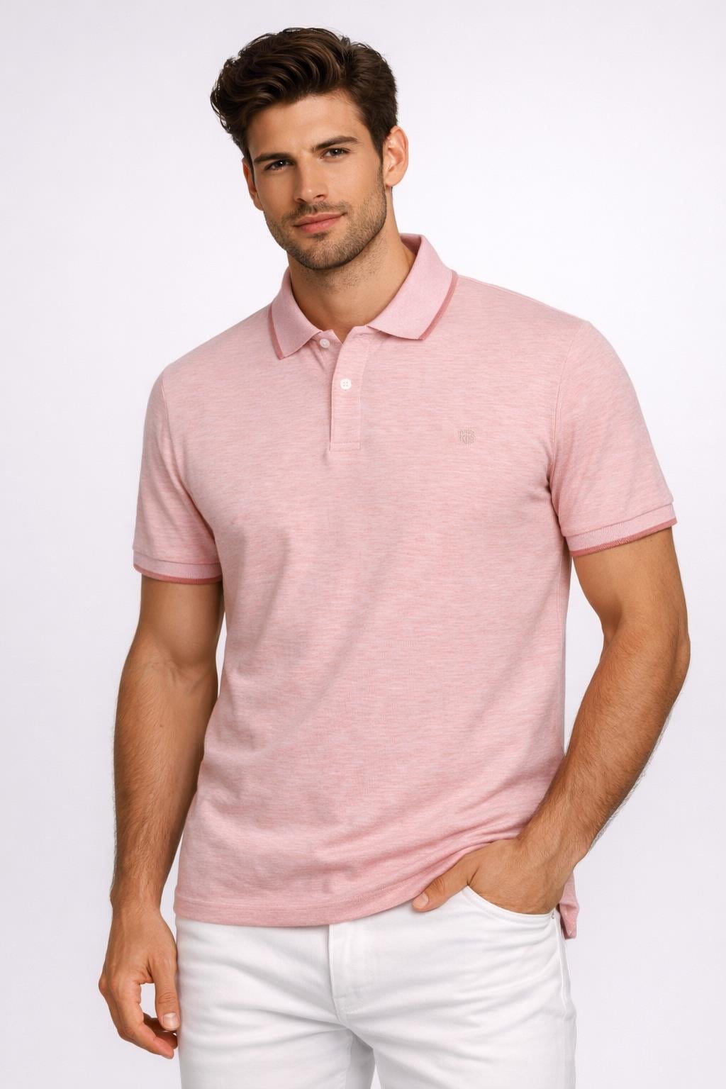 NCS JEANSErkek Polo Yaka Tişört Nar Çiçeği %100 Pamuk Slim Fit Ribanalı Kol T-shirt NCS JEANS 12451245