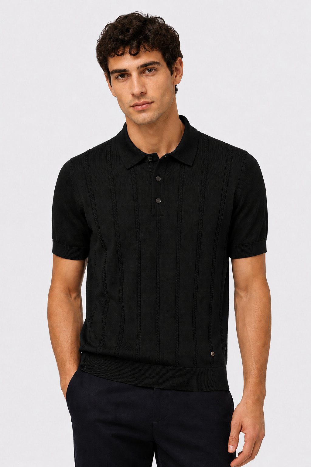 NCS JEANSErkek Polo Yaka Triko Siyah1360