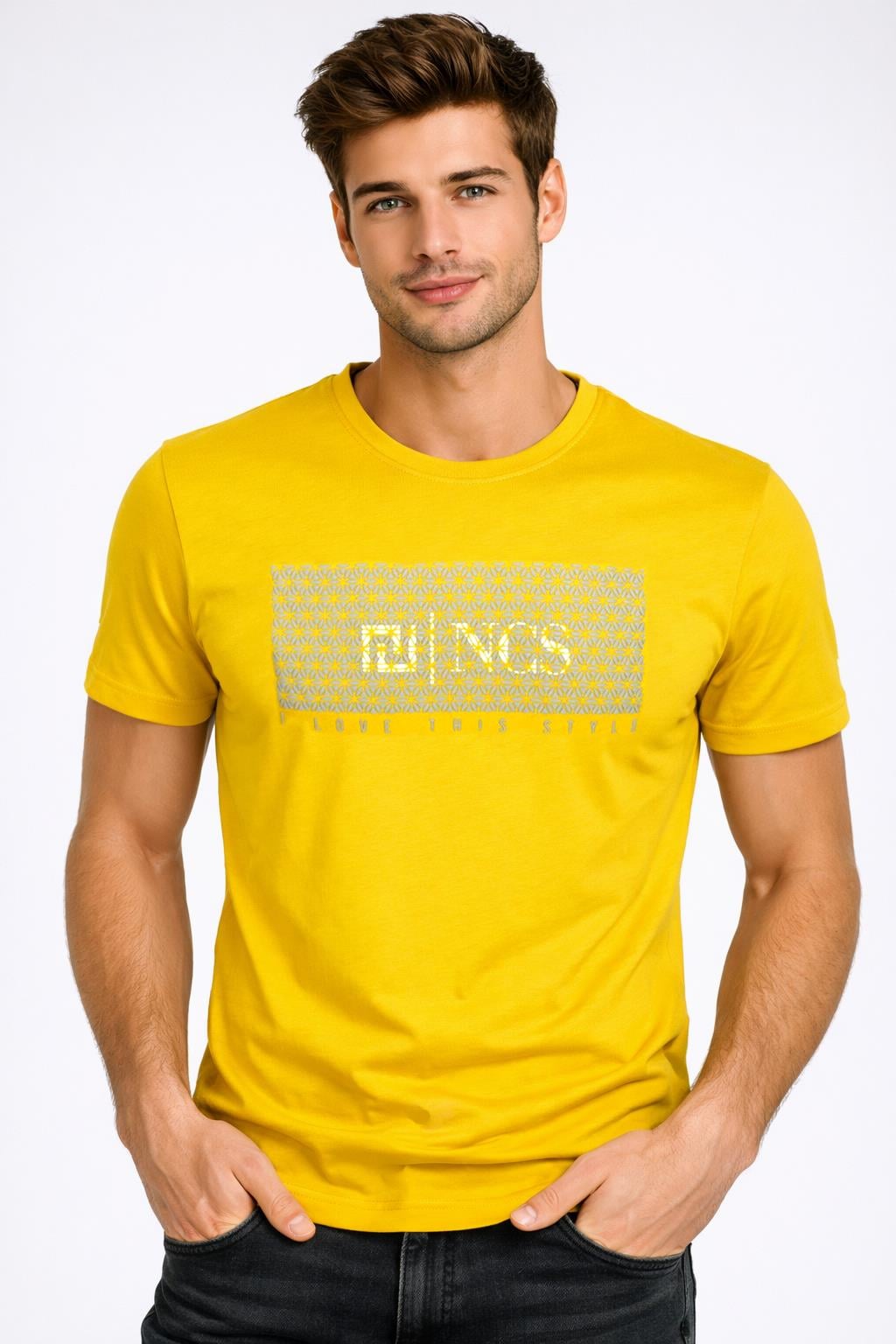 NCS JEANSErkek Citrone Yüksek Baskı Slim Fit Bisiklet Yaka Baskılı %100 Pamuk T-shirt Jeans 1925 1925