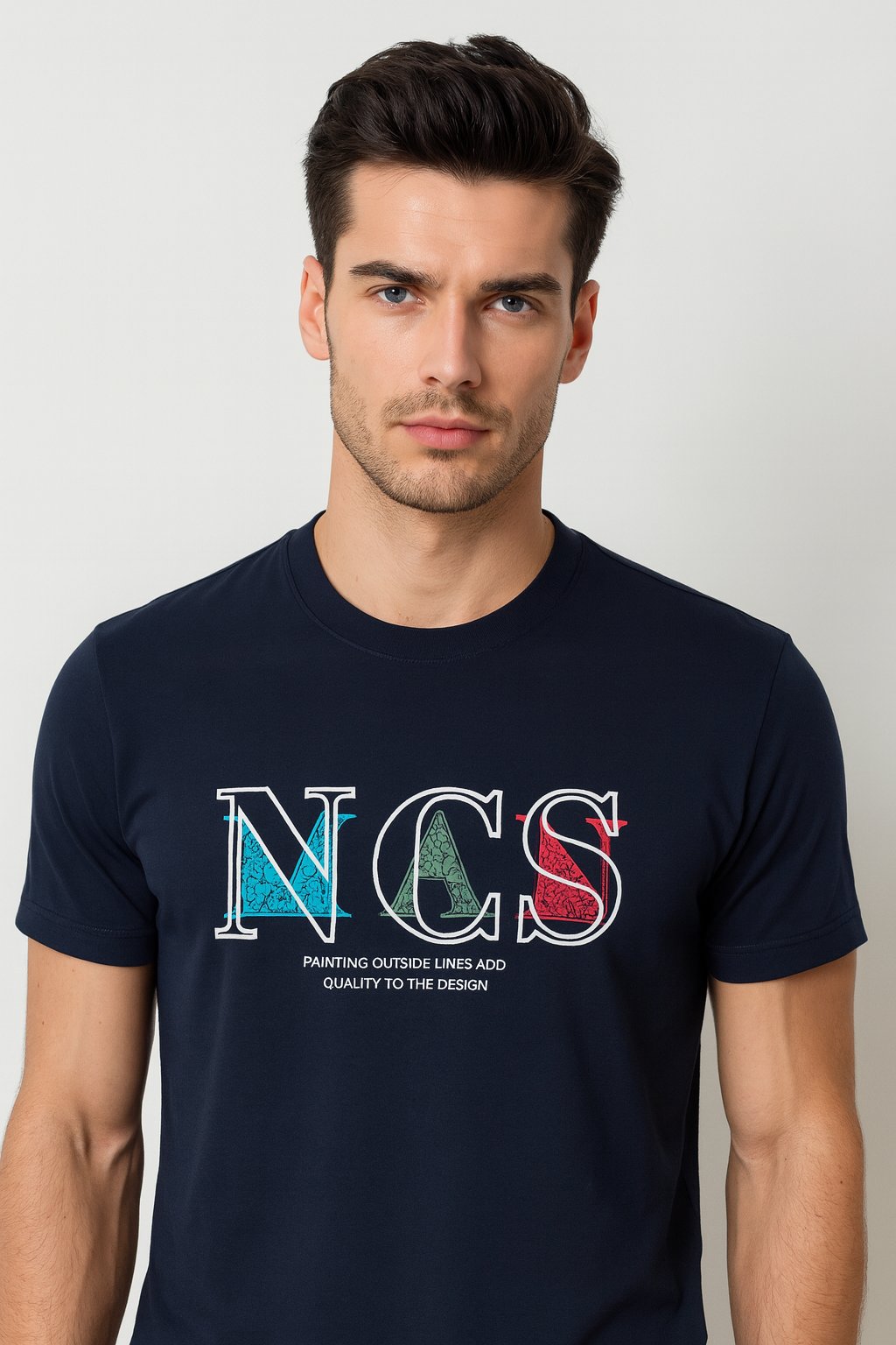 NCS JEANSErkek Tişört Bisiklet Yaka Lacivert Slim Fit Baskılı T-shirt NCS JEANS 12981298