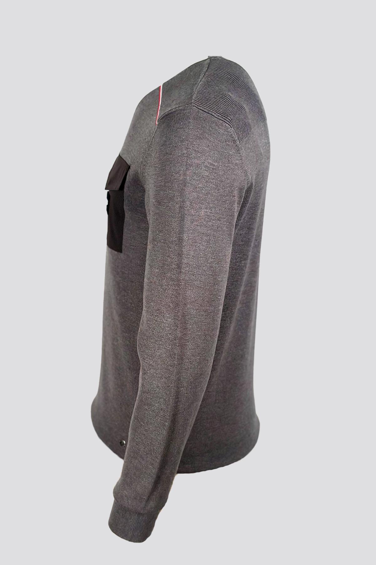 NCS JEANS Erkek Triko Bisiklet Yaka Cep Detaylı Gri 3753