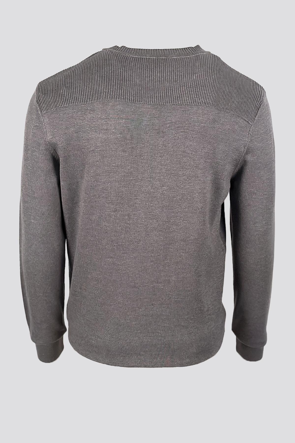 NCS JEANS Erkek Triko Bisiklet Yaka Cep Detaylı Gri 3753