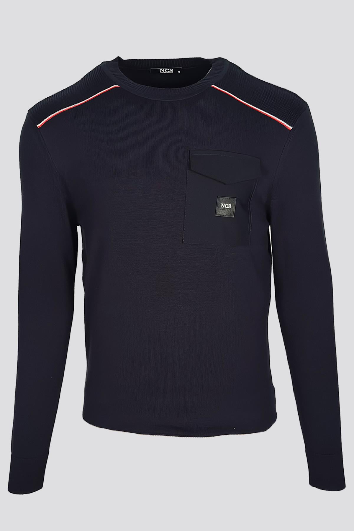 NCS JEANS Erkek Triko Bisiklet Yaka Cep Detaylı Lacivert 3753