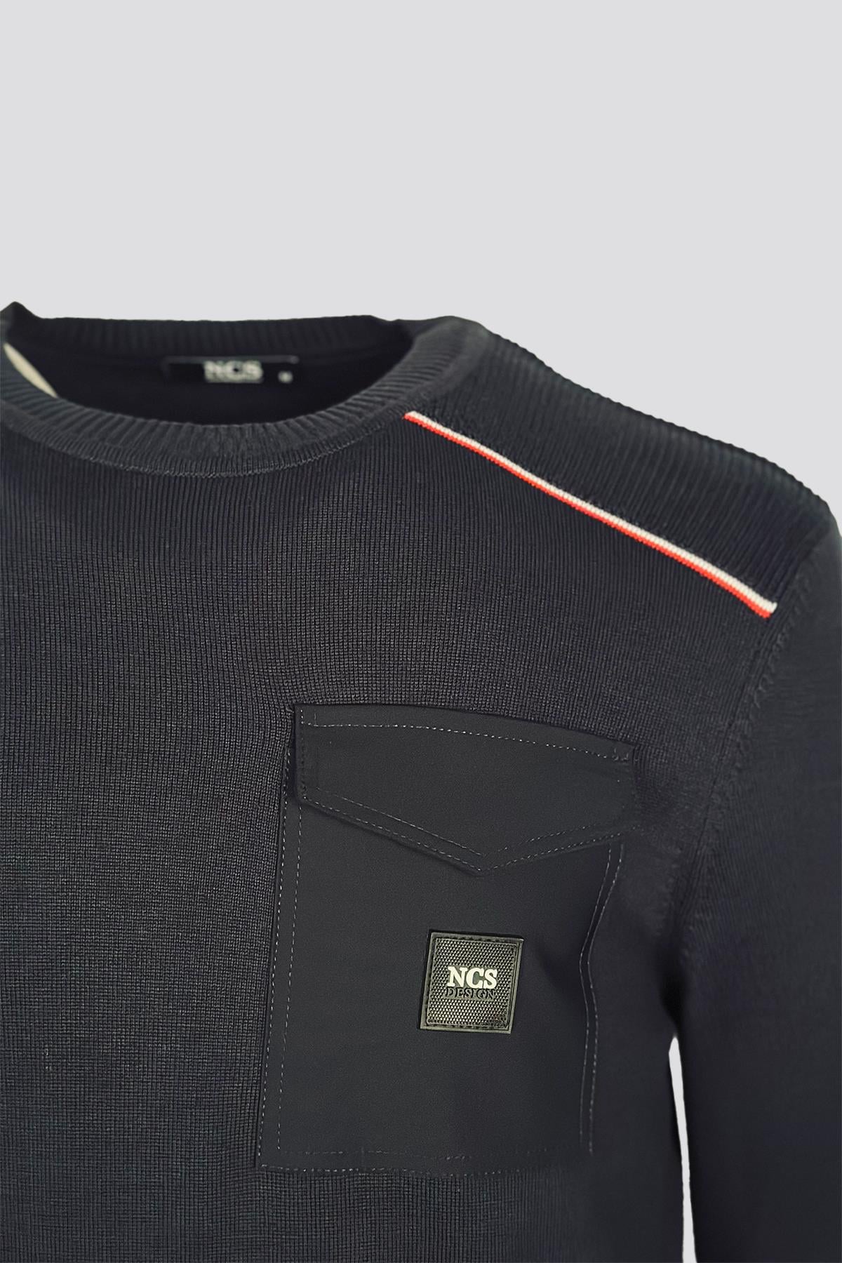 NCS JEANS Erkek Triko Bisiklet Yaka Cep Detaylı Lacivert 3753