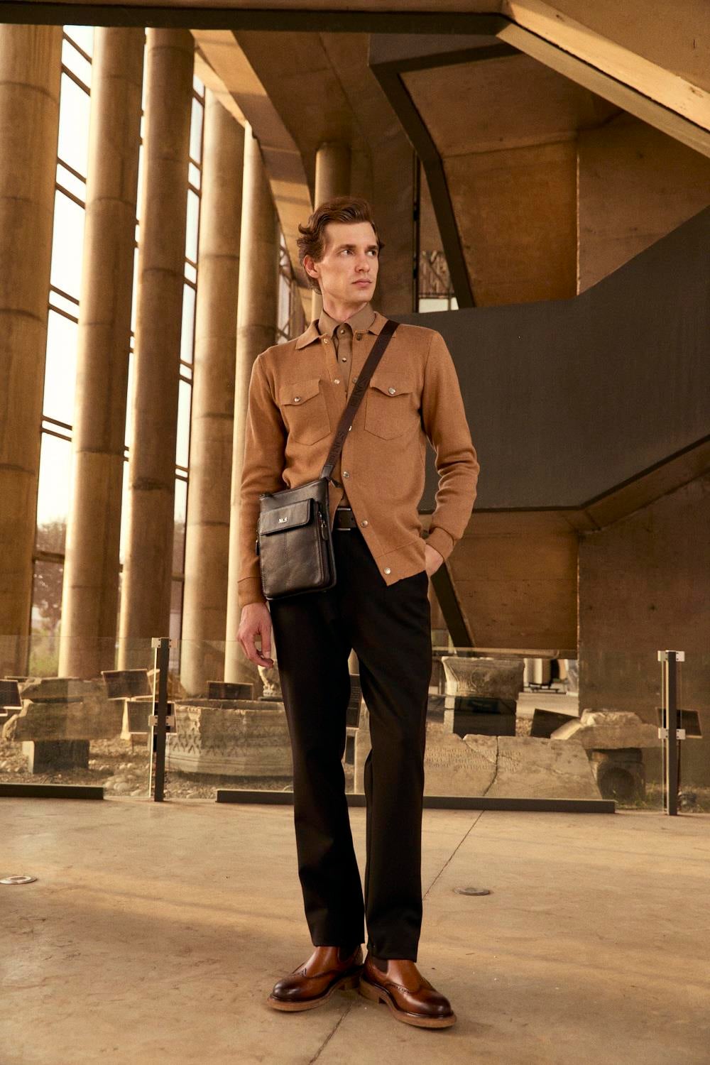 NCS JEANS Erkek Triko Gömlek Camel 3764