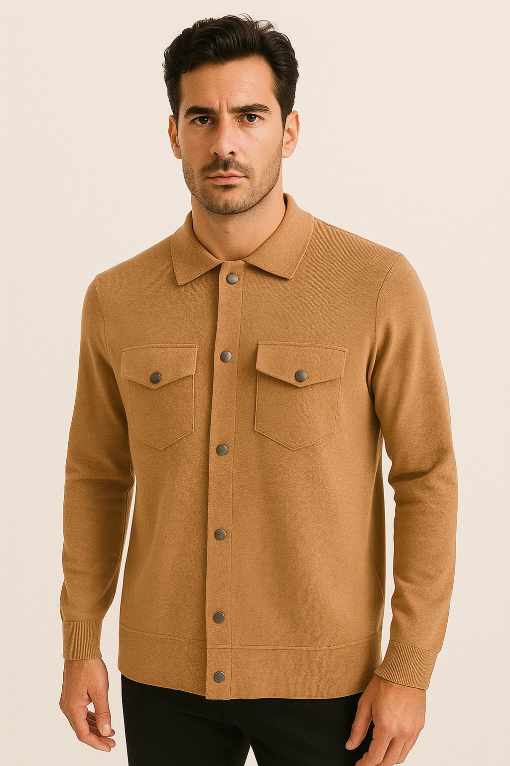 NCS JEANS Erkek Triko Gömlek Camel 3764