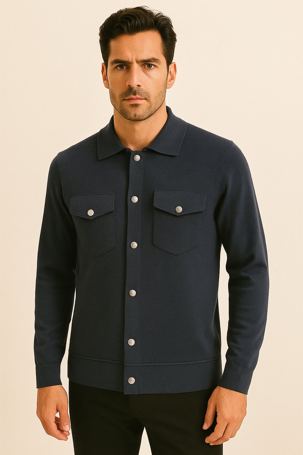 NCS JEANS Erkek Triko Gömlek Lacivert 3764