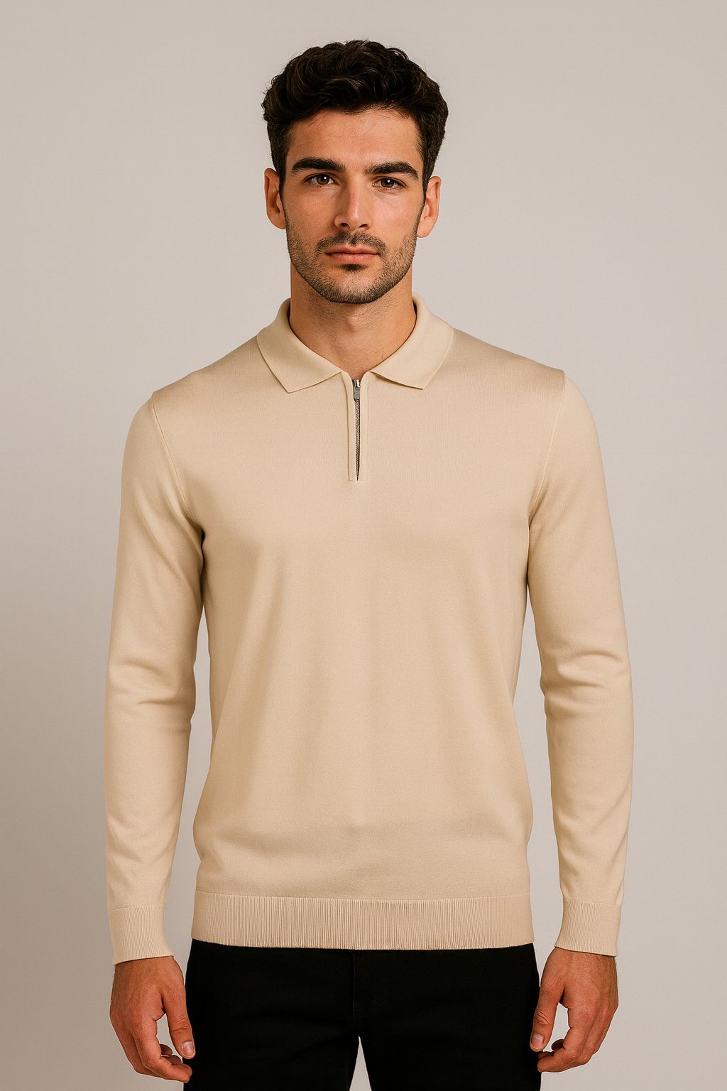 NCS JEANS Erkek Triko Polo Yaka Bej 3773