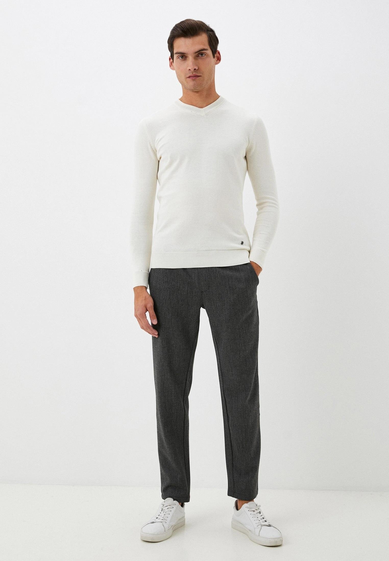 NCS Erkek V Yaka Kazak Sık Örme Desenli Beyaz Slim Fit Kazak NCS JEANS 3002