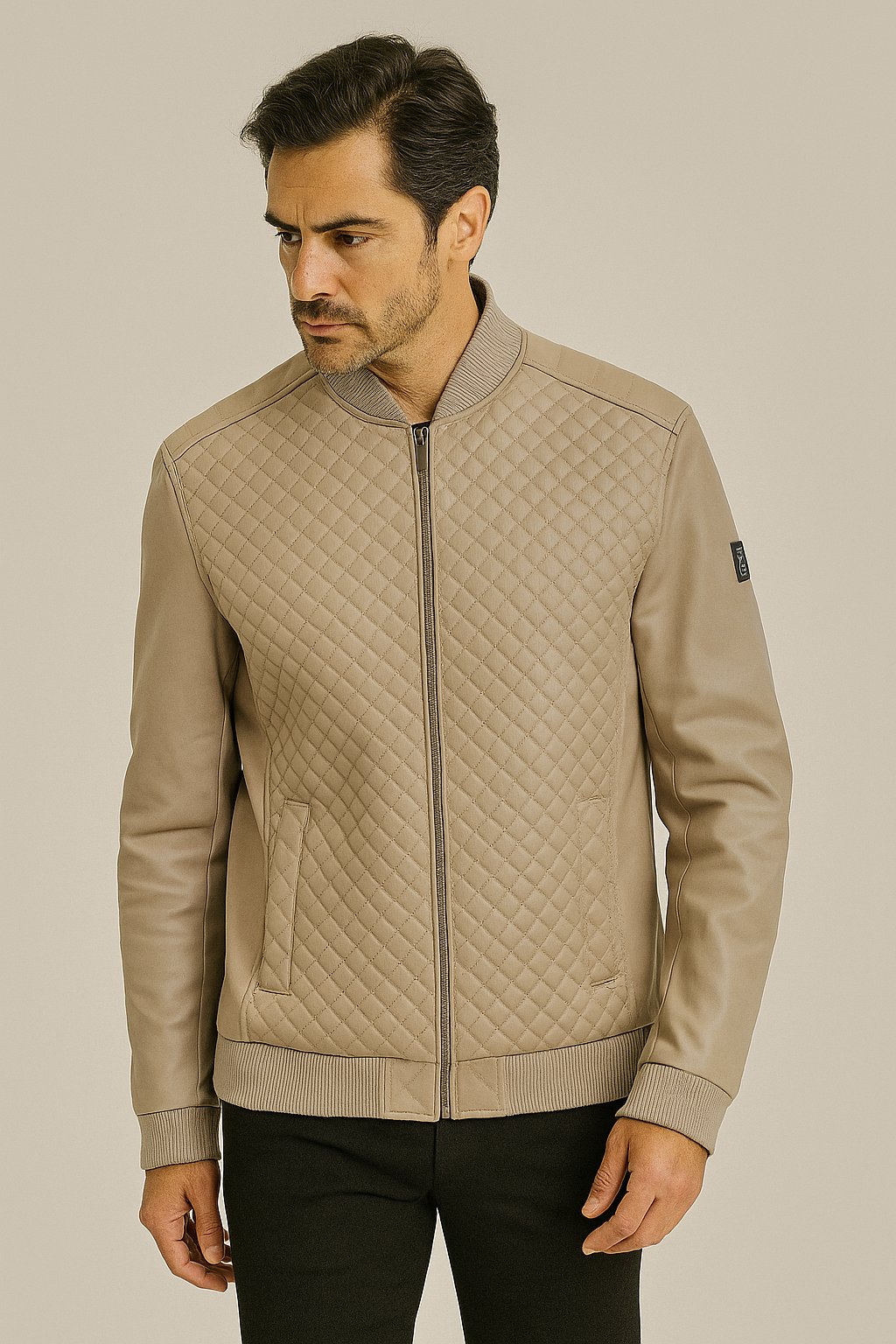 NCS JEANSRegular Fit Baklava Desenli Erkek Mont Bej 4527 4527