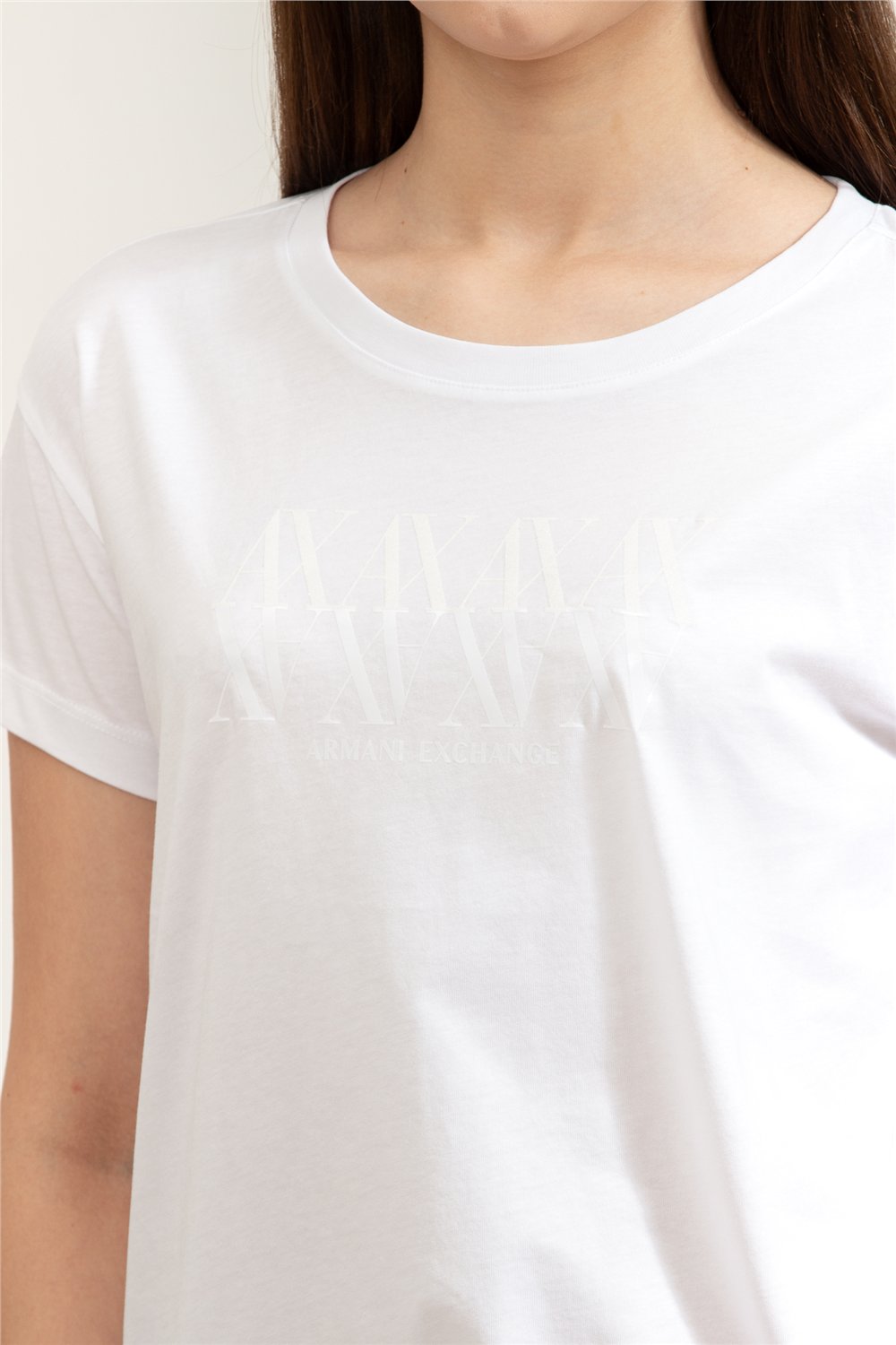 Armani Exchange Kadın Bisiklet Yaka T-Shirt Beyaz