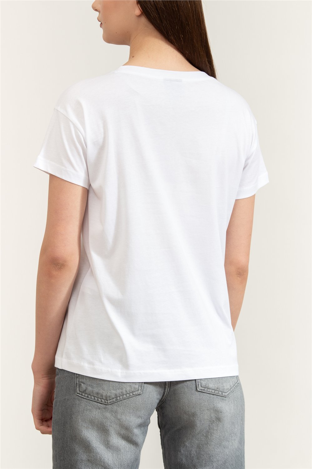 Armani Exchange Kadın Bisiklet Yaka T-Shirt Beyaz