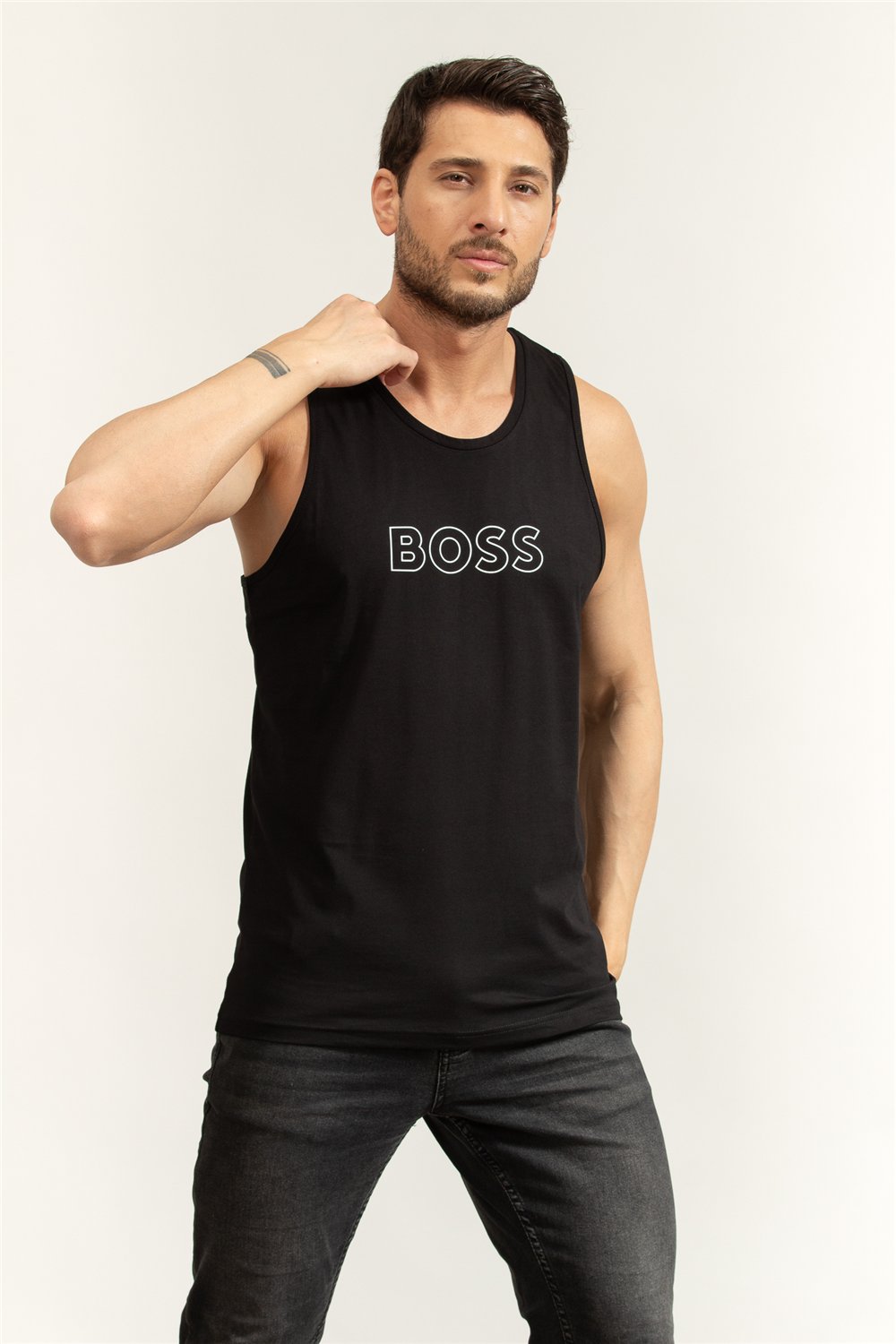 Boss Beach Tank Top Erkek Kolsuz T-Shirt Siyah