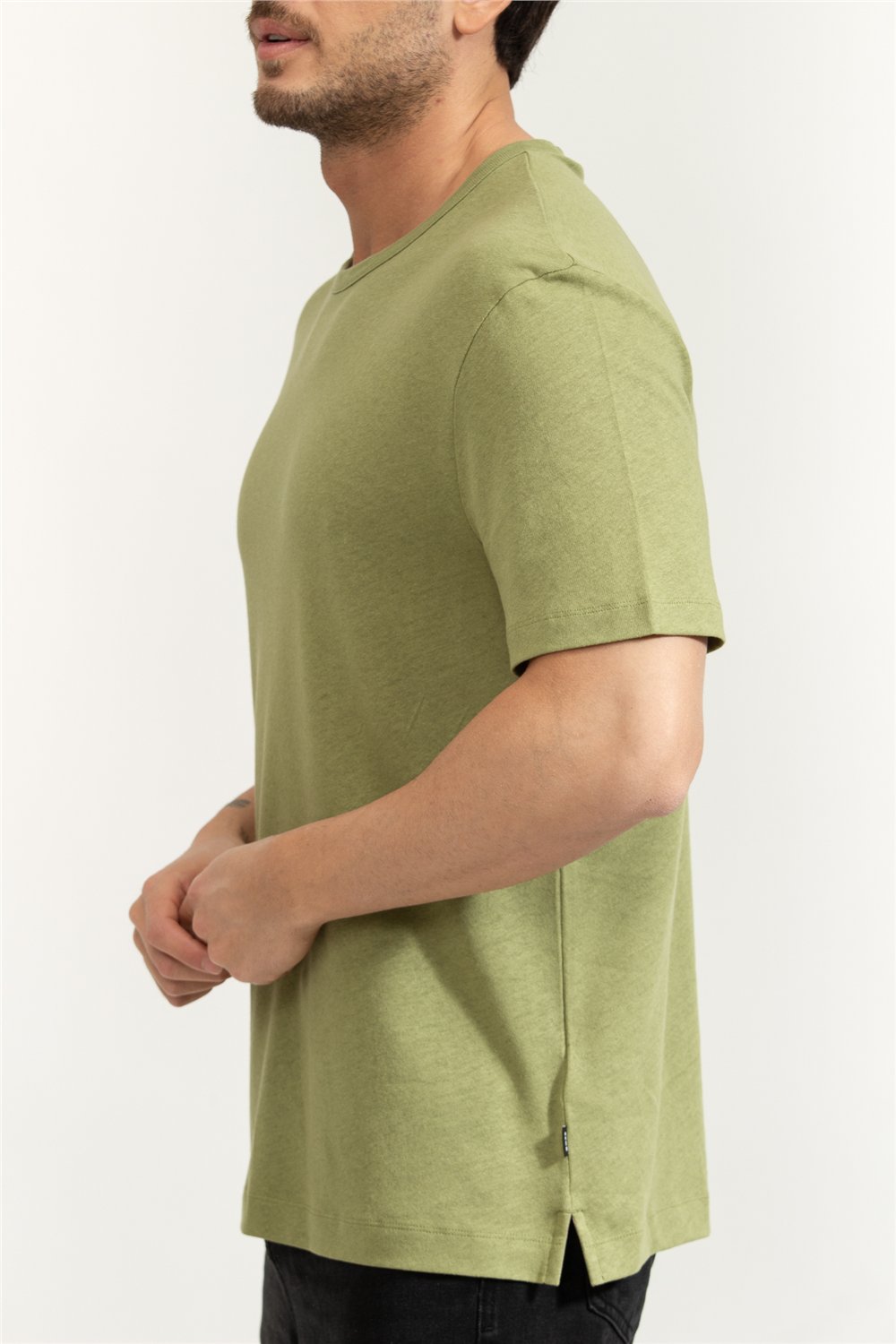 Boss Erkek Bisiklet Yaka T-Shirt Yeşil