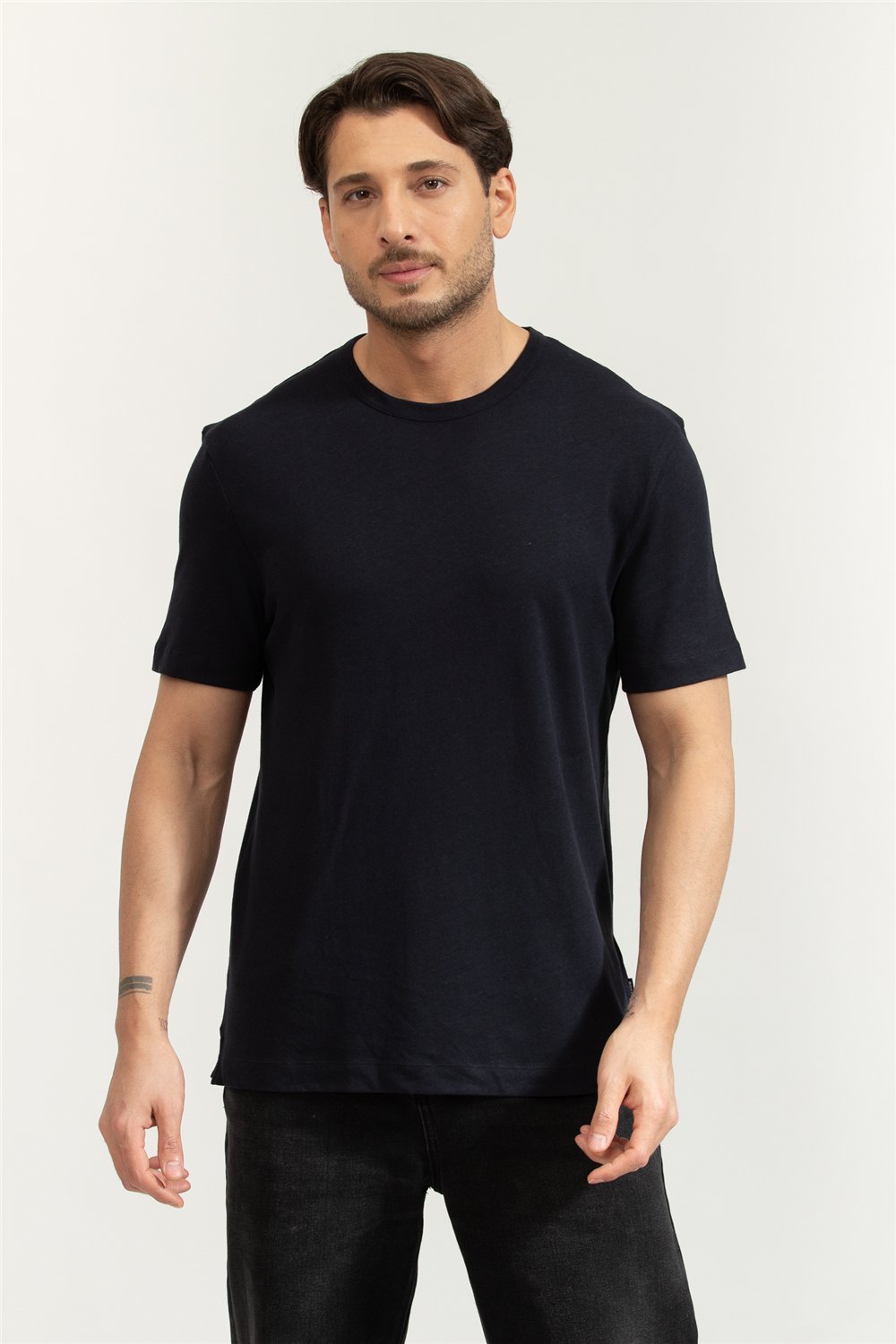 Boss Erkek Bisiklet Yaka T-Shirt Mavi
