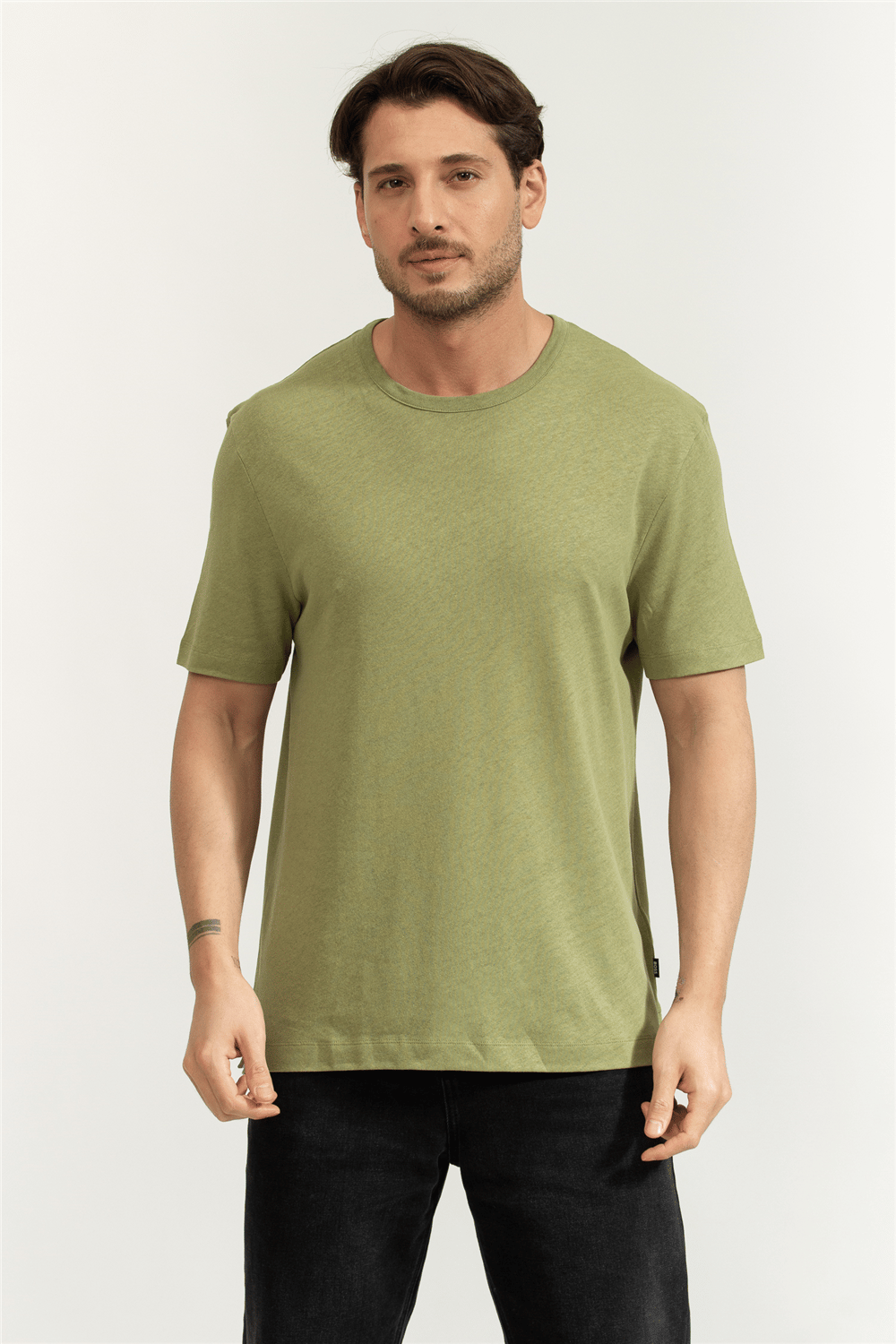 Boss Erkek Bisiklet Yaka T-Shirt Yeşil