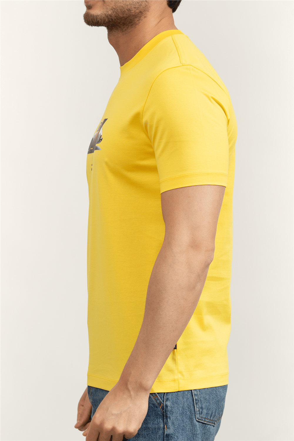 Boss Erkek Bisiklet Yaka T-Shirt Sarı
