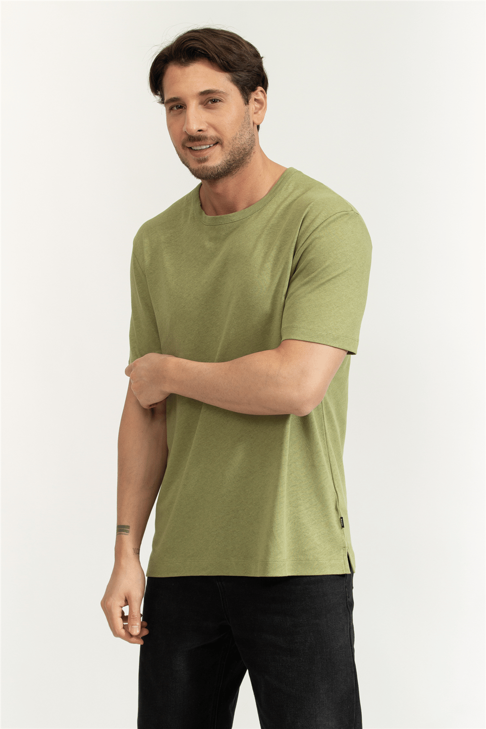 Boss Erkek Bisiklet Yaka T-Shirt Yeşil