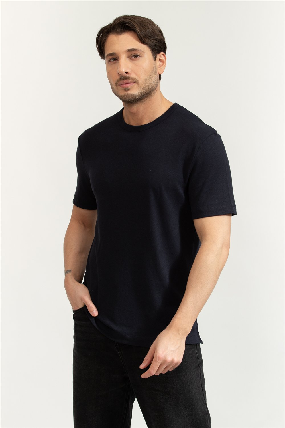 Boss Erkek Bisiklet Yaka T-Shirt Mavi