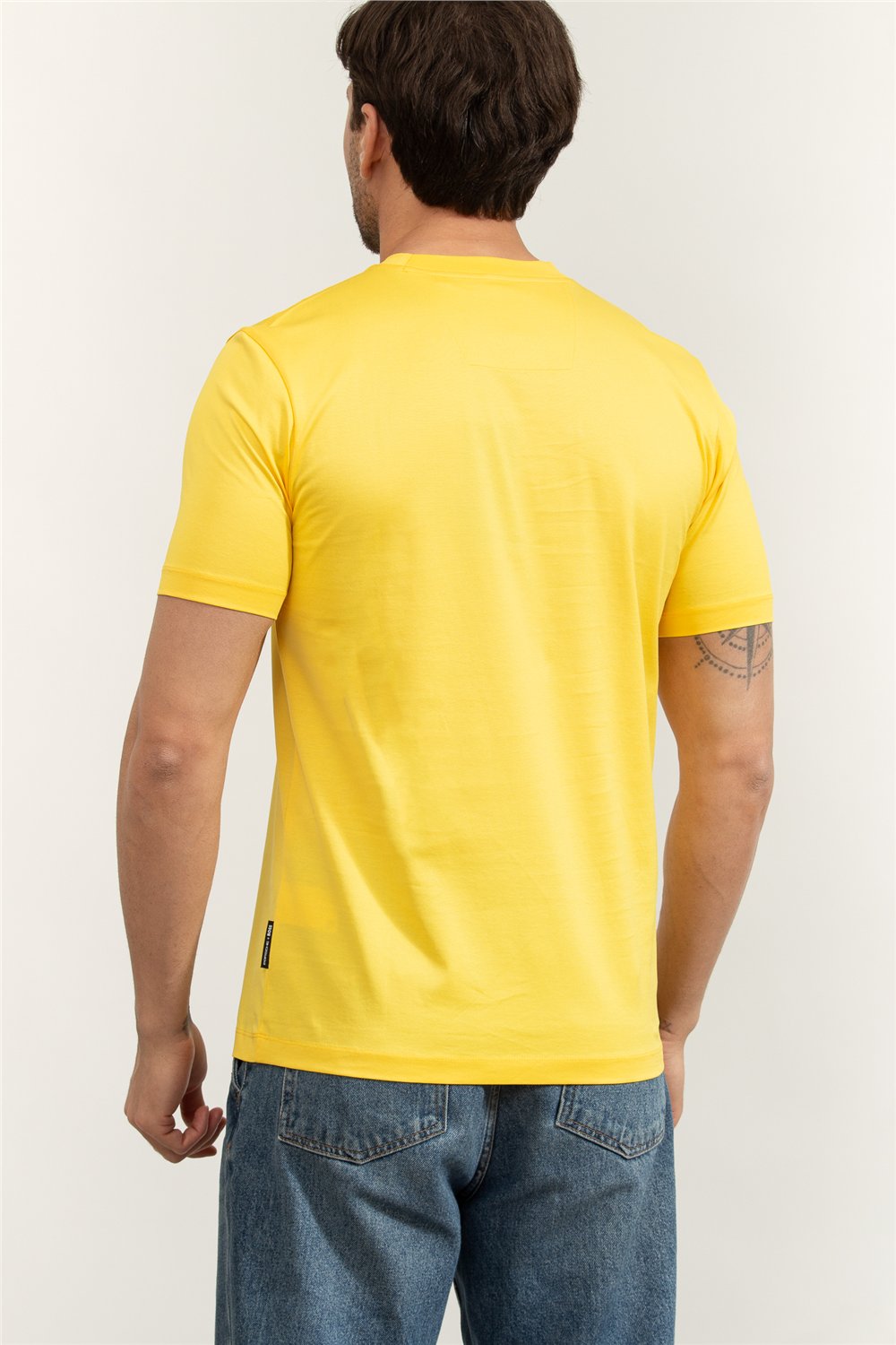 Boss Erkek Bisiklet Yaka T-Shirt Sarı