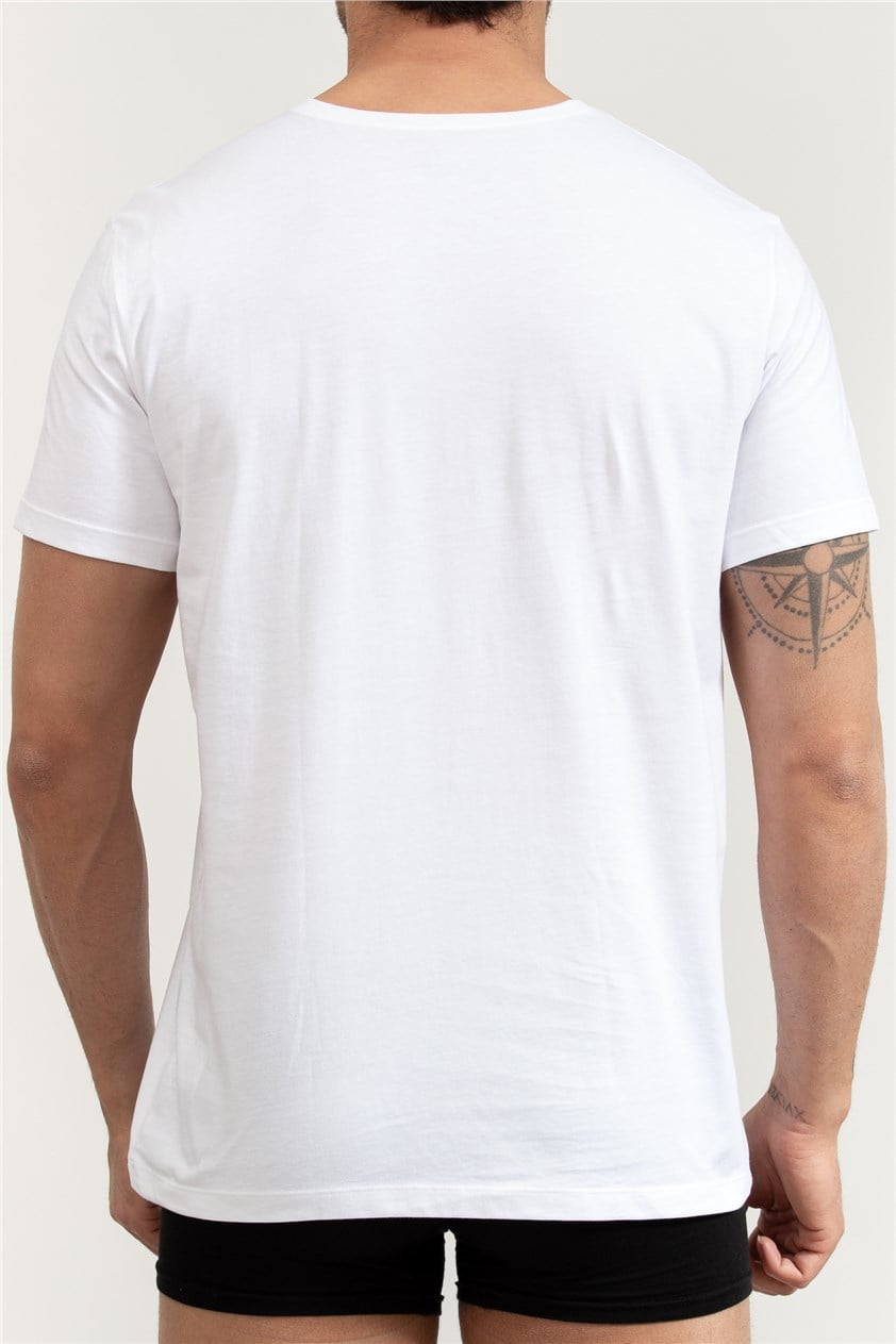 Boss Erkek Bisiklet Yaka T-Shirt Beyaz
