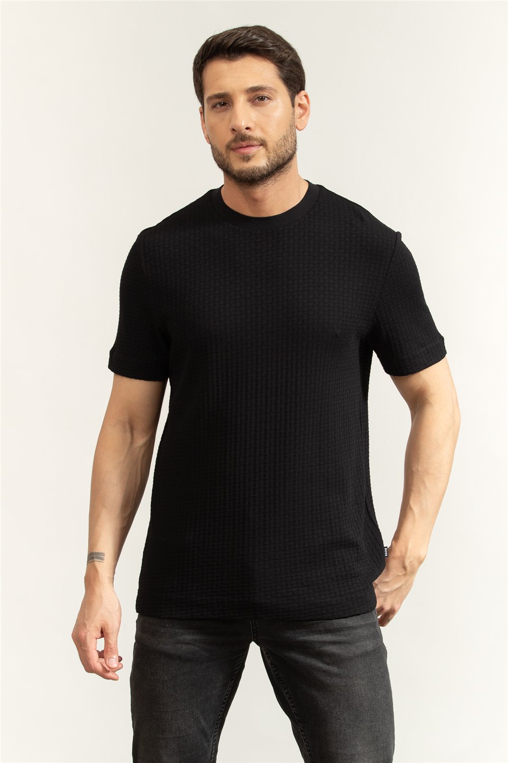 Boss H Thompson 251 Erkek Bisiklet Yaka T-Shirt Siyah